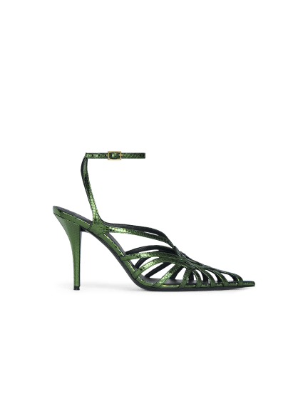 Python-effect leather Cage sandals