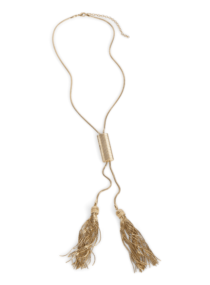 Long brass tassel necklace