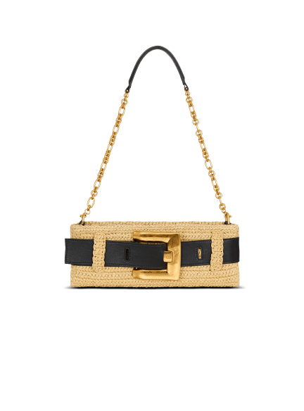 Anthem clutch bag in smooth leather and crochet