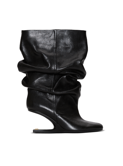 No Wedge textured leather ankle boots
