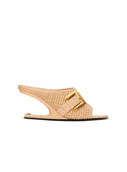 Anthem No Wedge mules in smooth leather and raffia