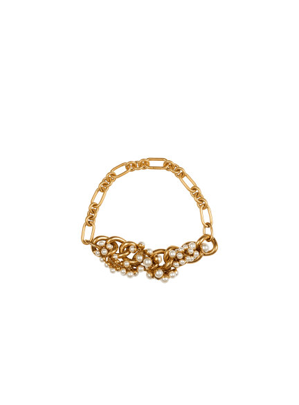 Sync necklace in brass and pearls