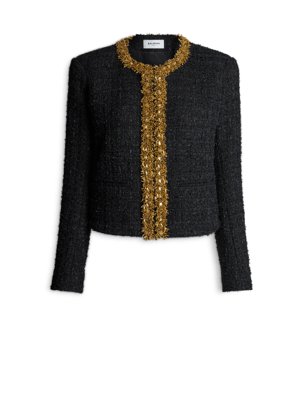 Embroidered tweed jacket