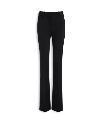 Low-waisted wool satin trousers