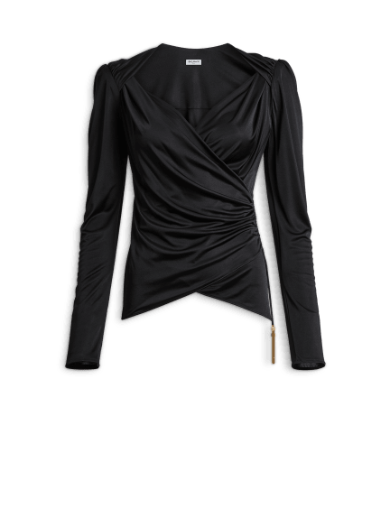 Draped flowing jersey top