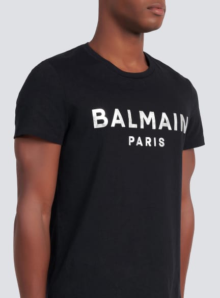 Eco-designed cotton T-shirt with Balmain Paris logo print