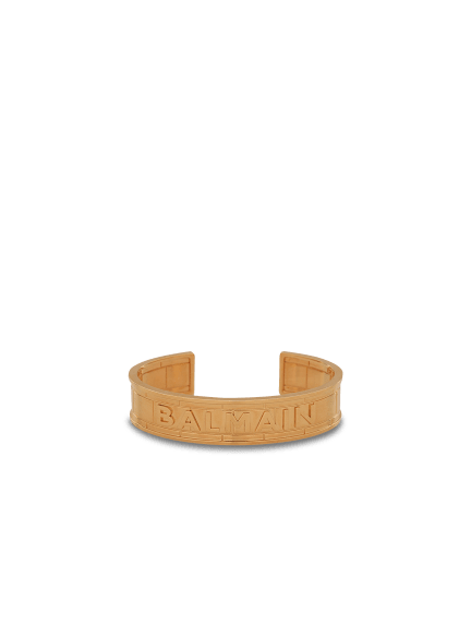 Gold-tone brass cuff bracelet with Balmain logo