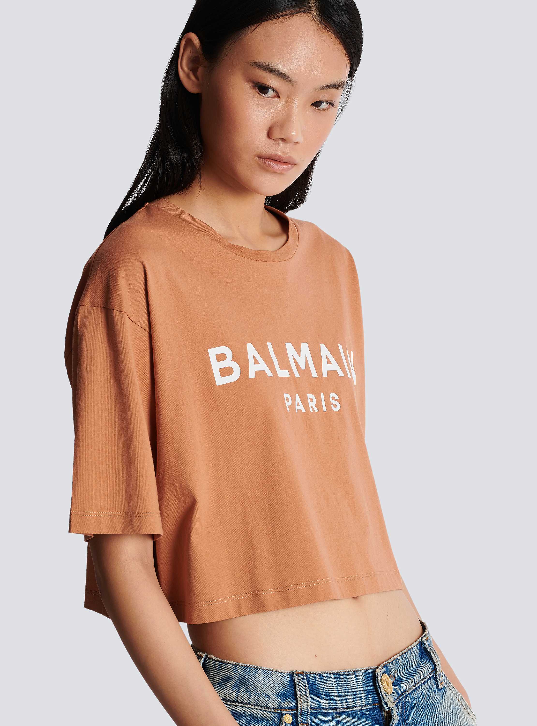 バルマン　ロゴＴシャツ　クロップド Balmainロゴプリント クロップドTシャツ - Women | BALMAIN