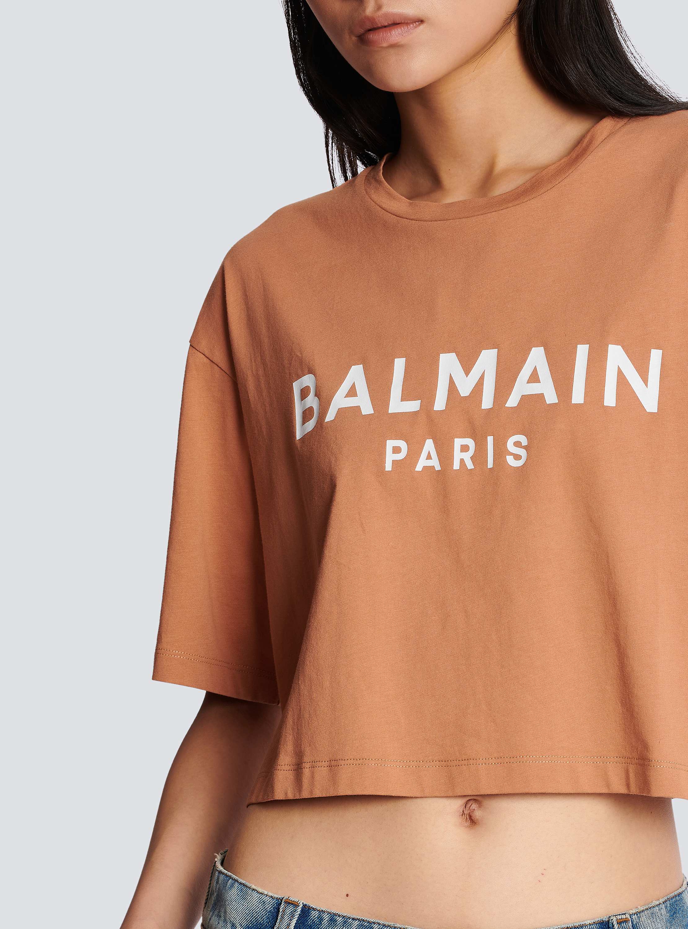 バルマン　ロゴＴシャツ　クロップド Balmainロゴプリント クロップドTシャツ - Women | BALMAIN