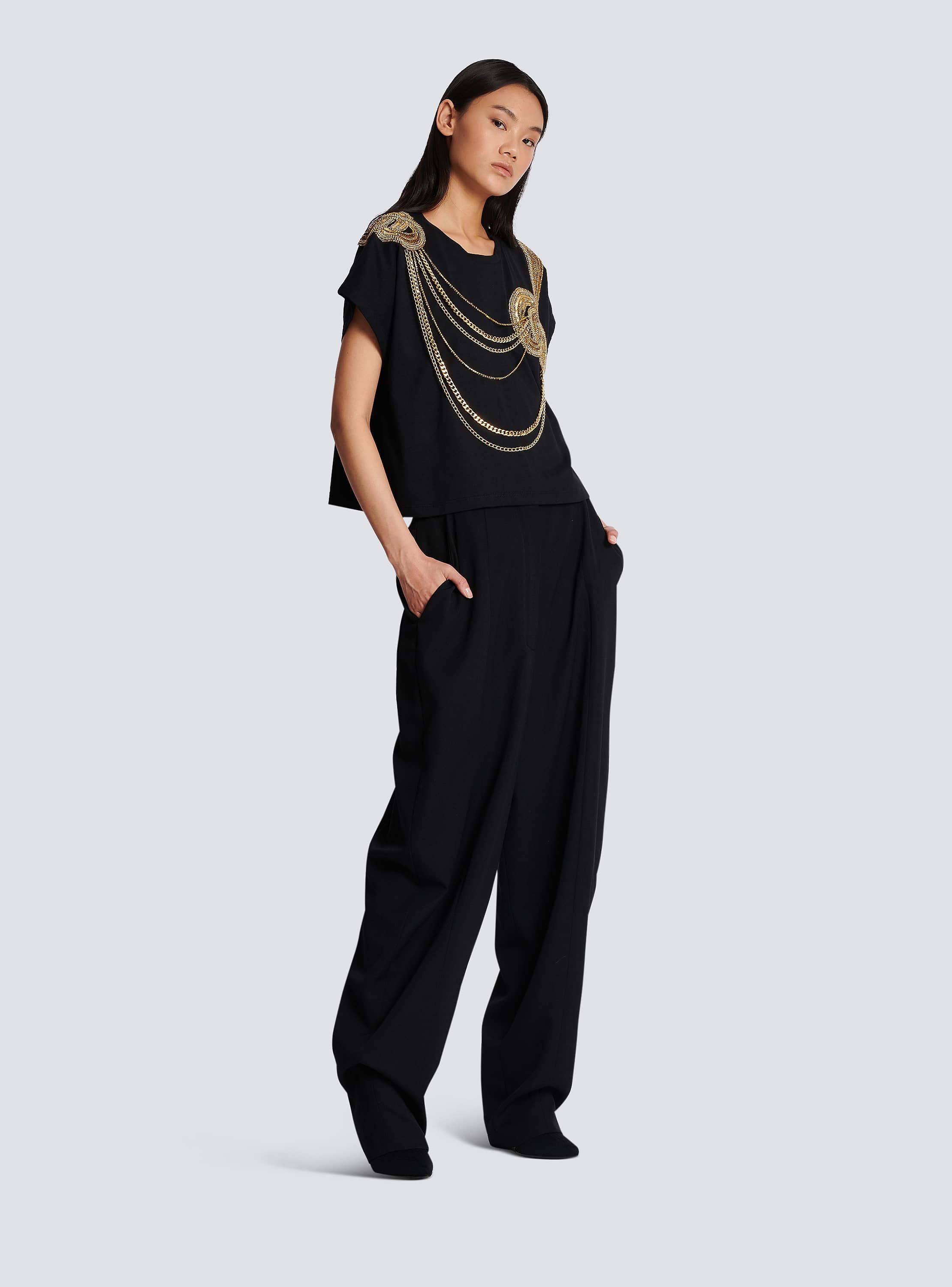 Embroidered cropped T-shirt