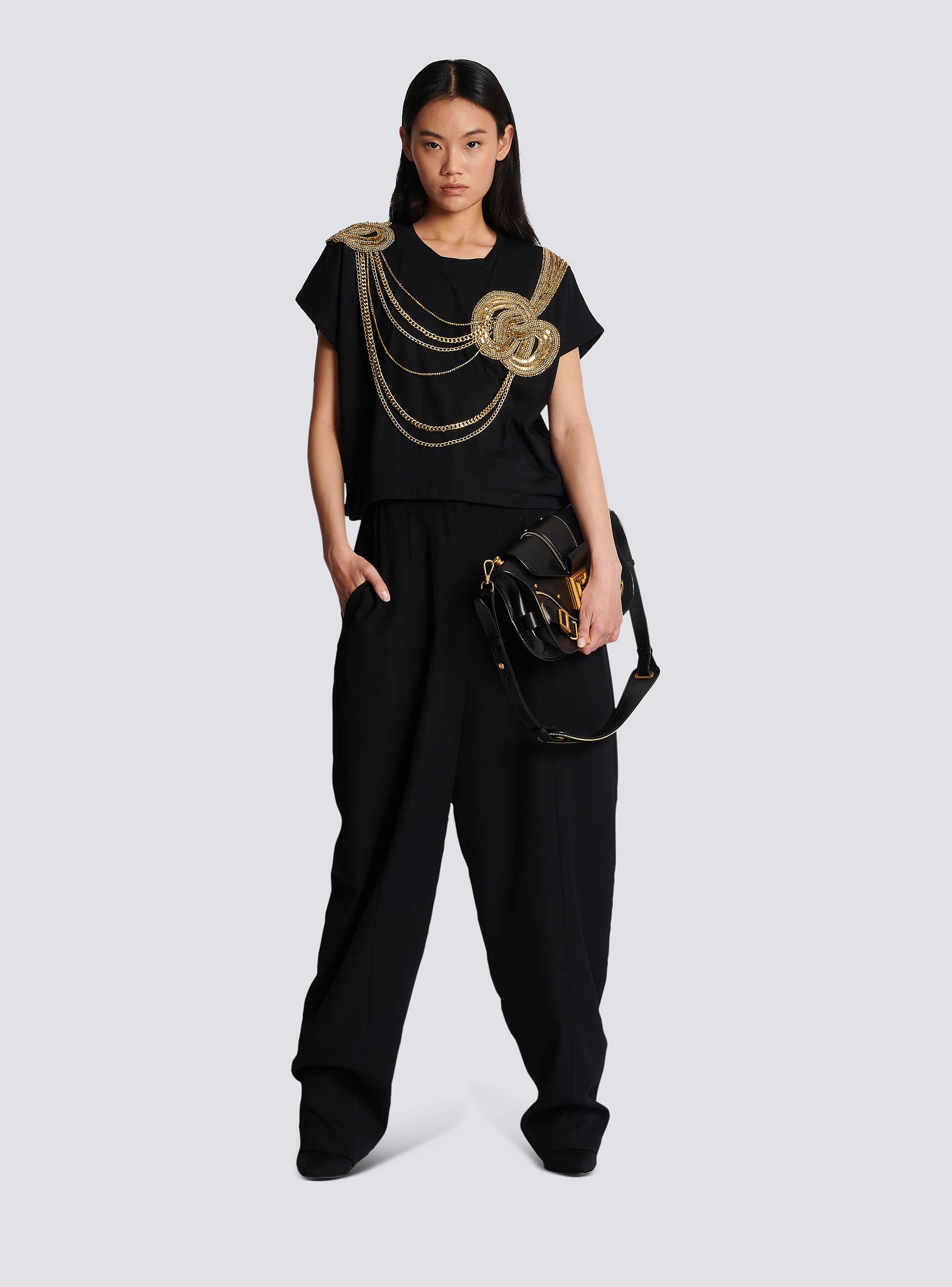 Embroidered cropped T-shirt