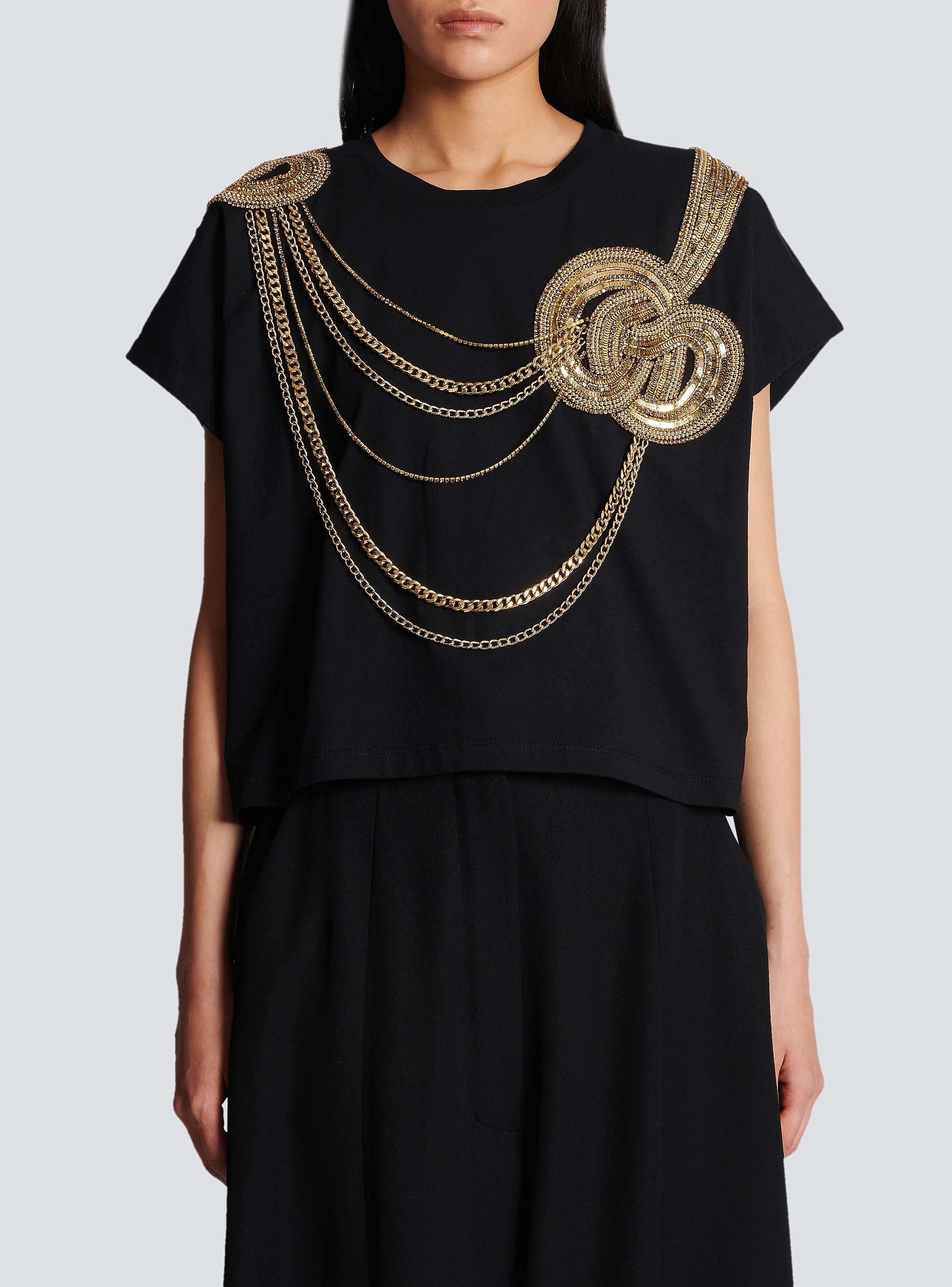 Embroidered cropped T-shirt