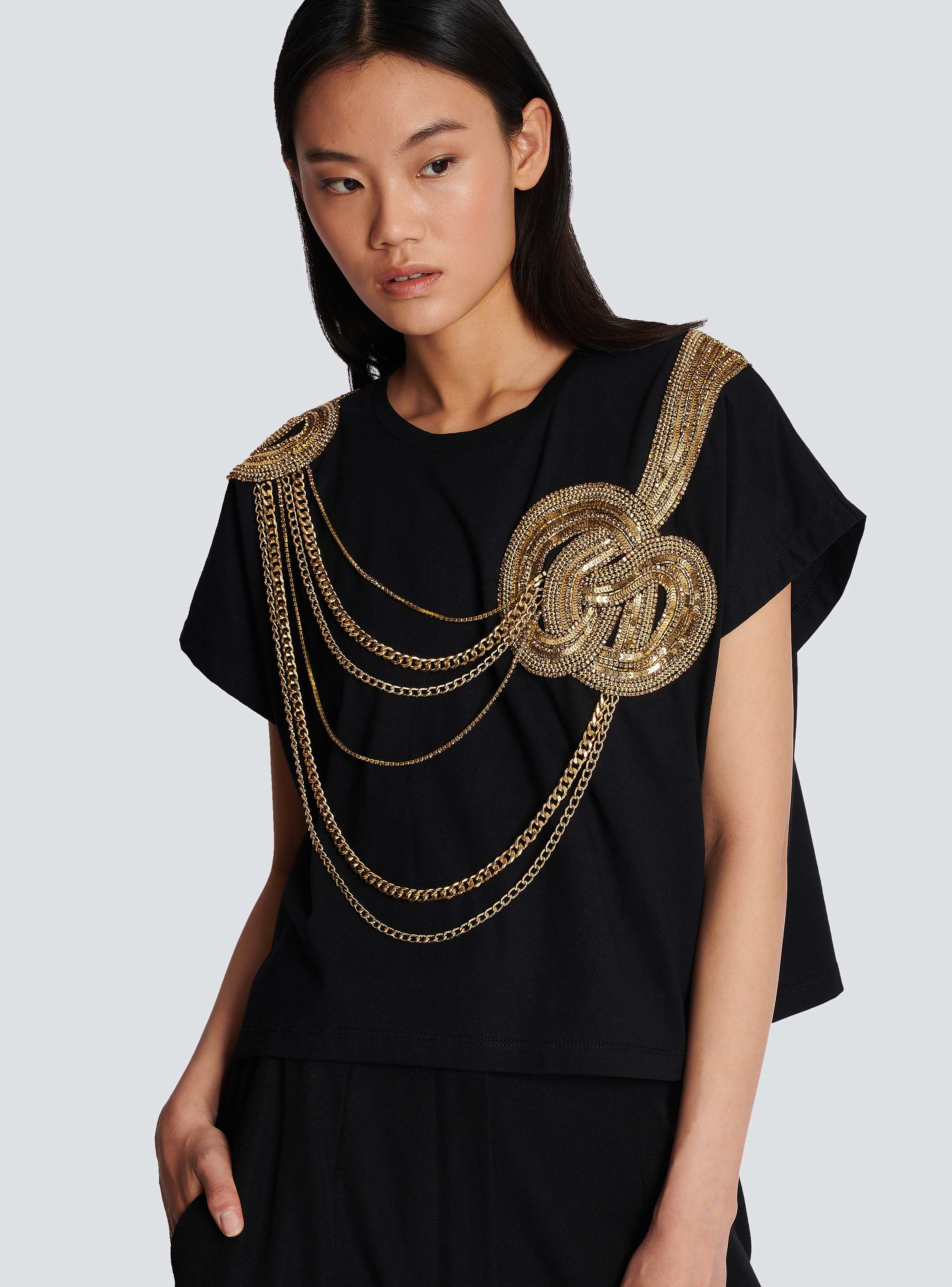 Embroidered cropped T-shirt