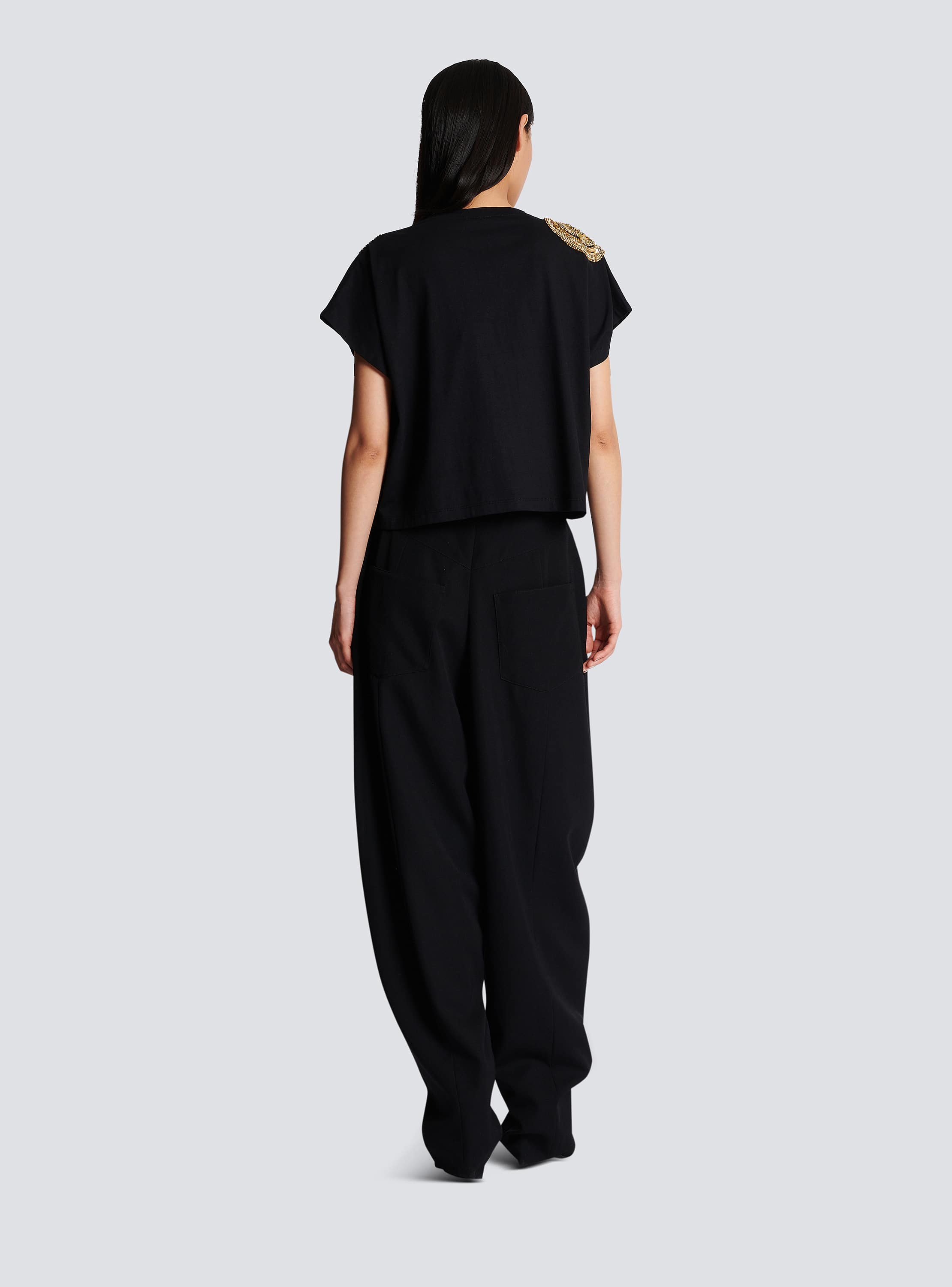 Embroidered cropped T-shirt