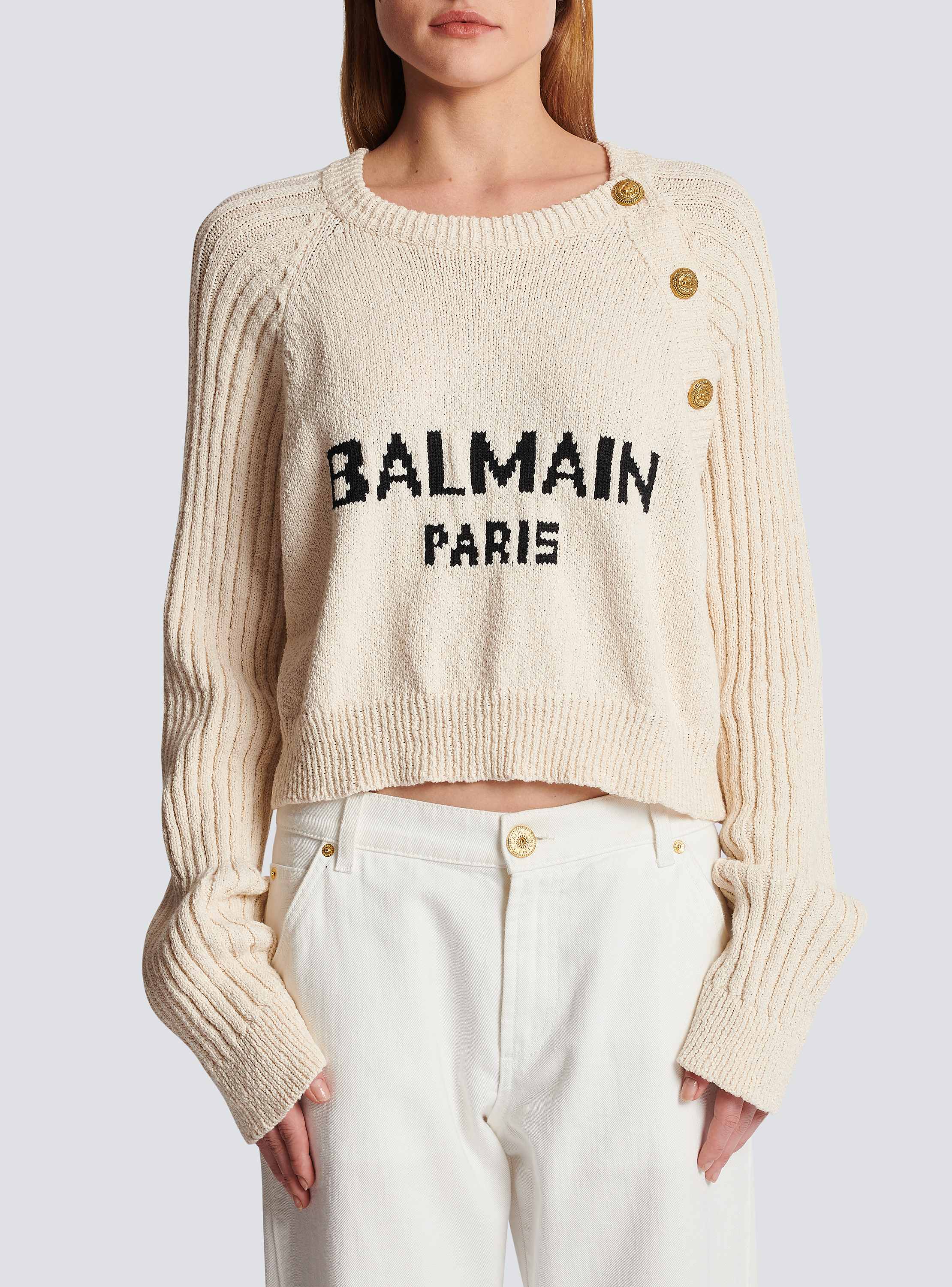 Buttoned jacquard jumper with Balmain logo