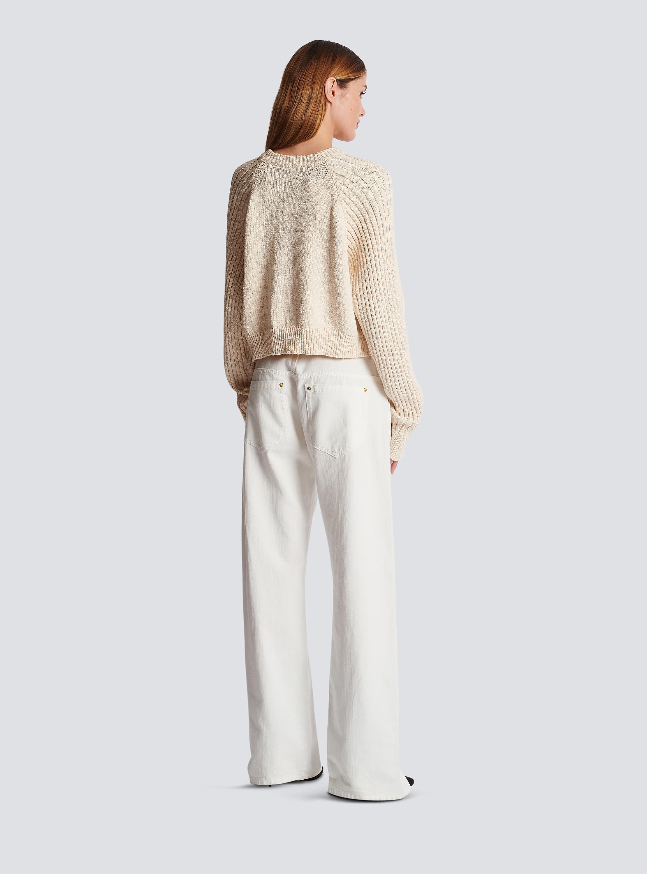 Buttoned jacquard jumper with Balmain logo