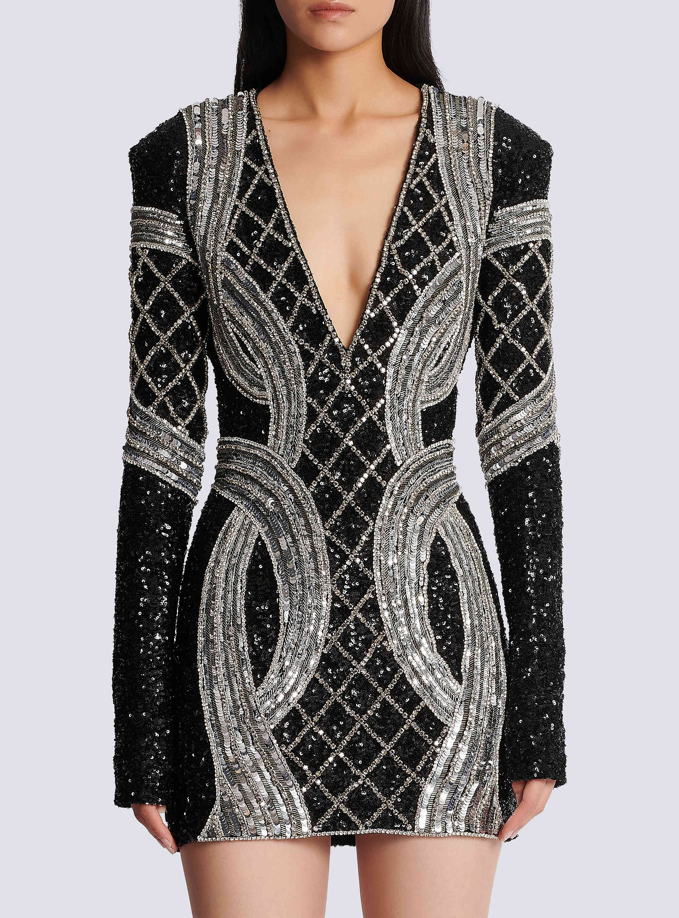 balmain embroidered mini dress Balmain Embroidered Mini Dress - Black