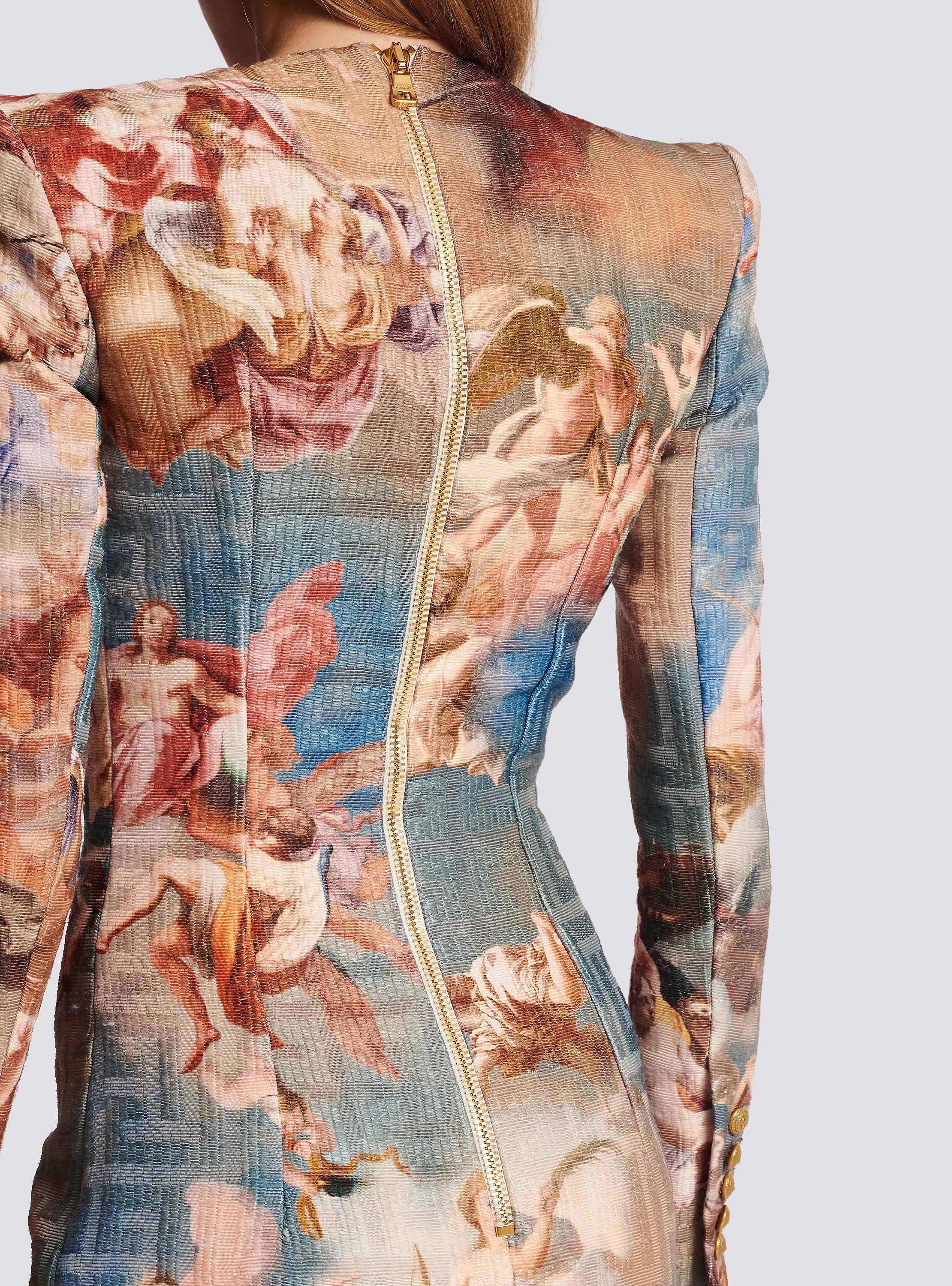 Sky printed monogrammed jacquard wrap dress