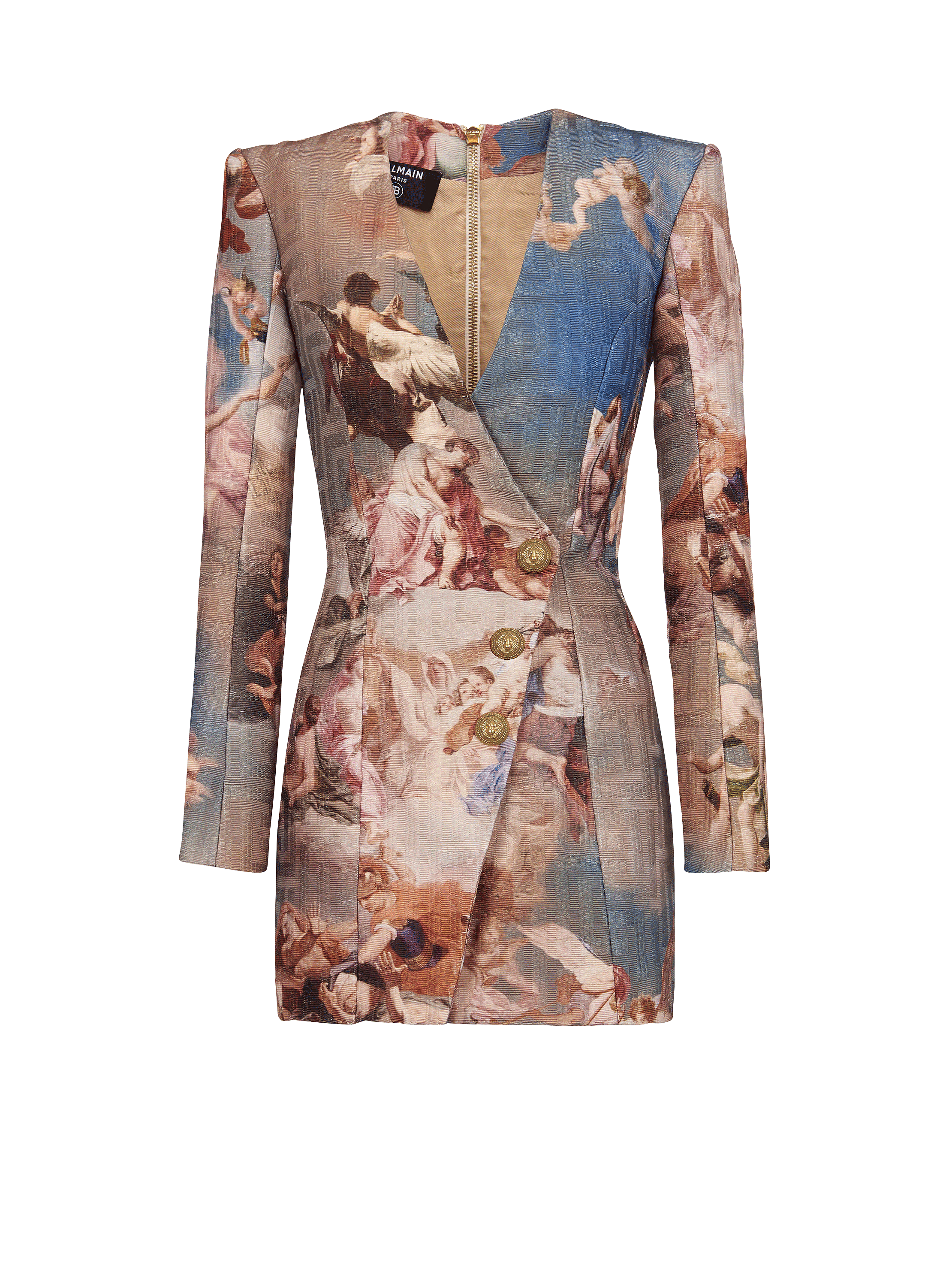 Sky printed monogrammed jacquard wrap dress