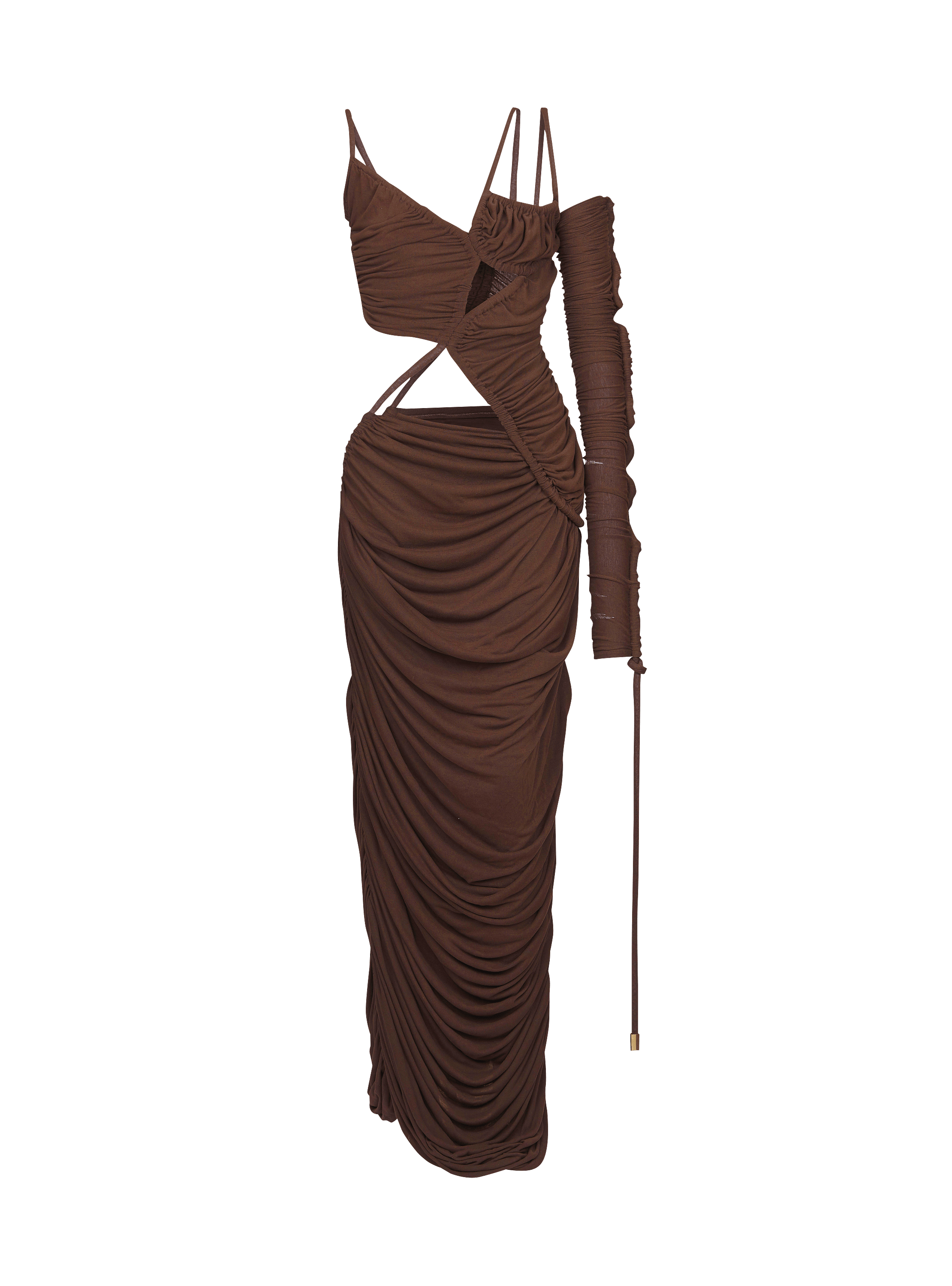 Asymmetric draped jersey maxi dress