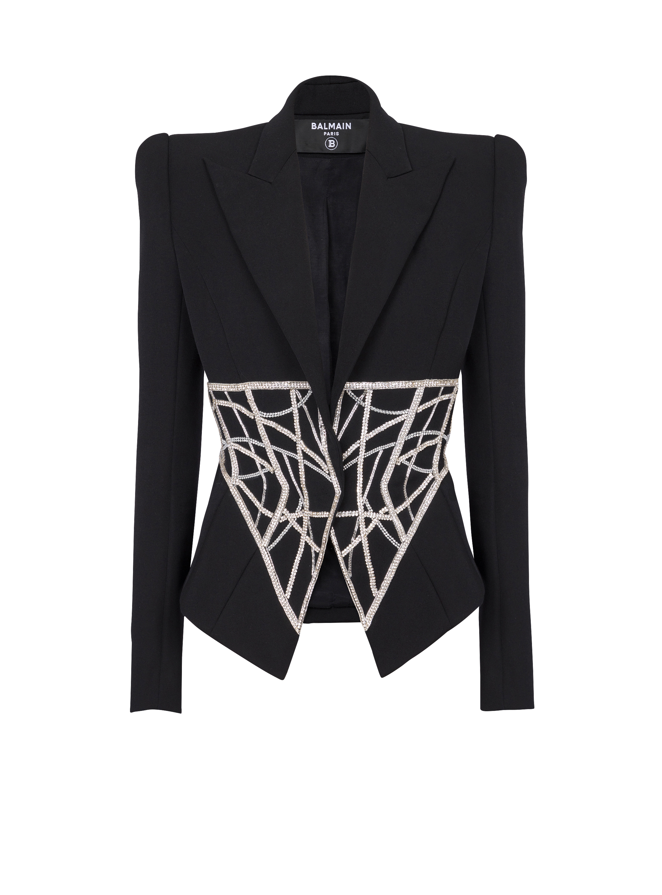 Embroidered slim-fit grain de poudre jacket