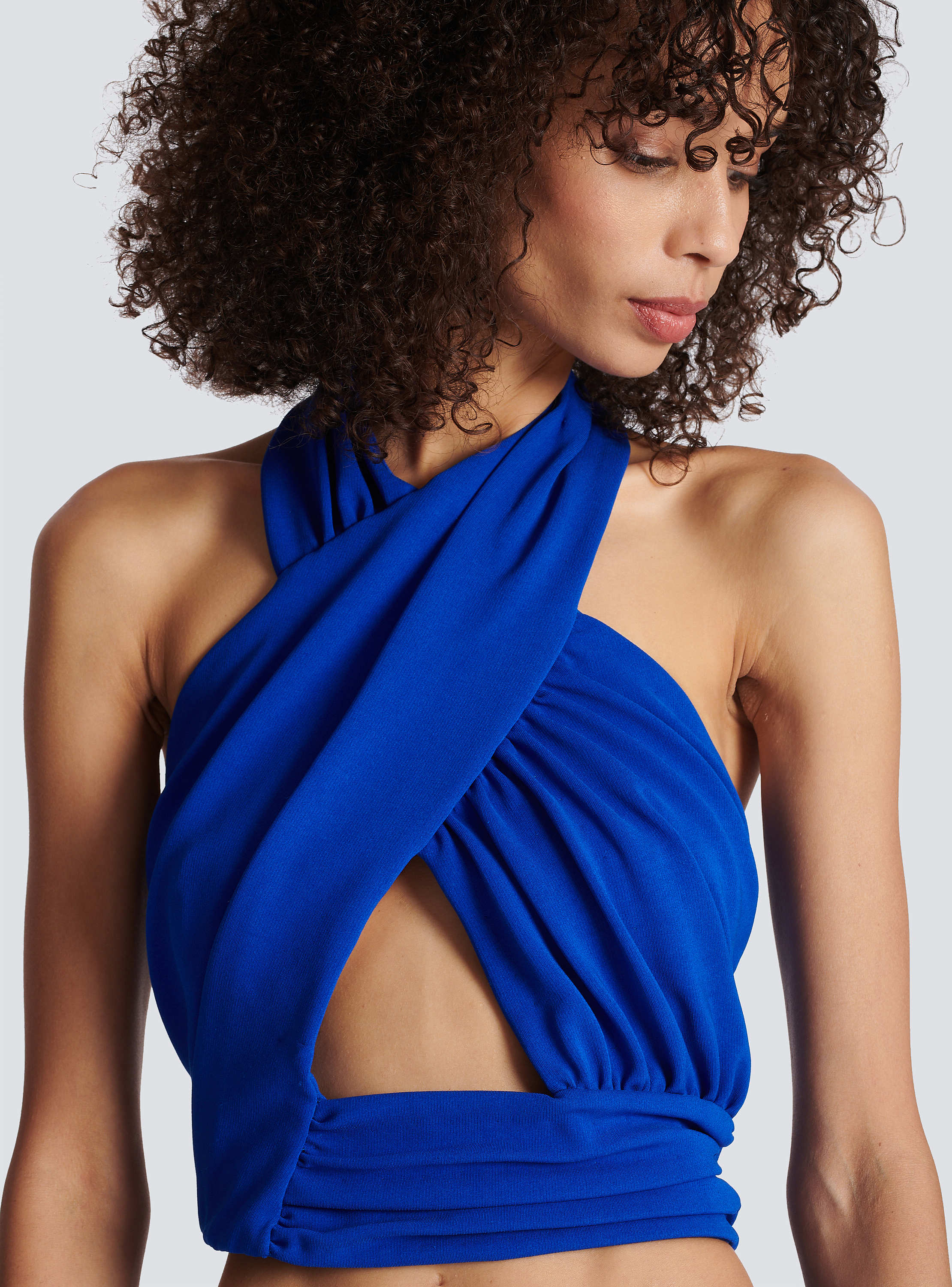 Draped jersey crop top