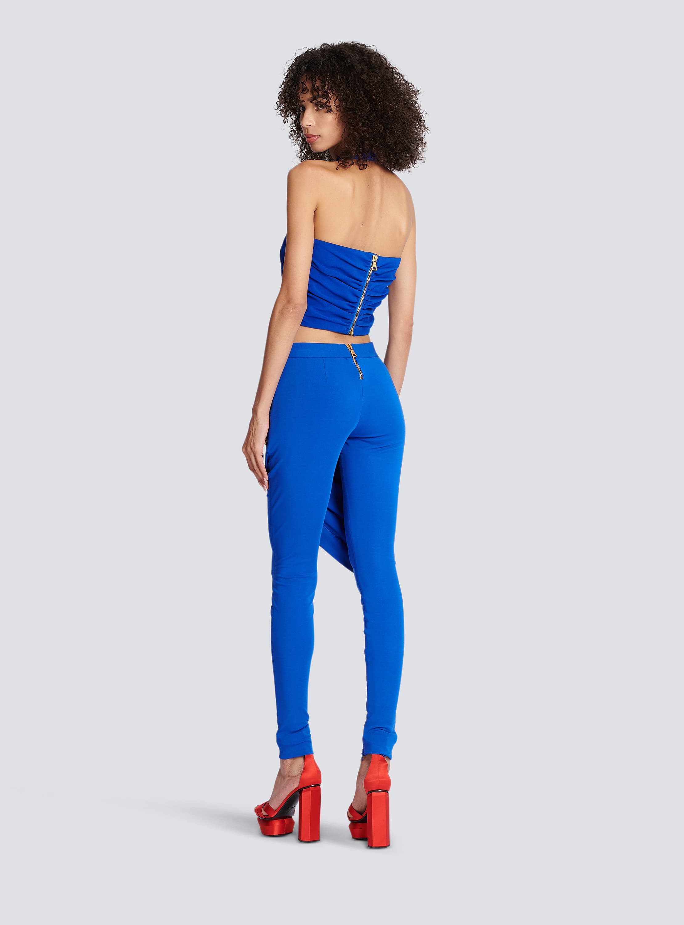 Draped jersey crop top