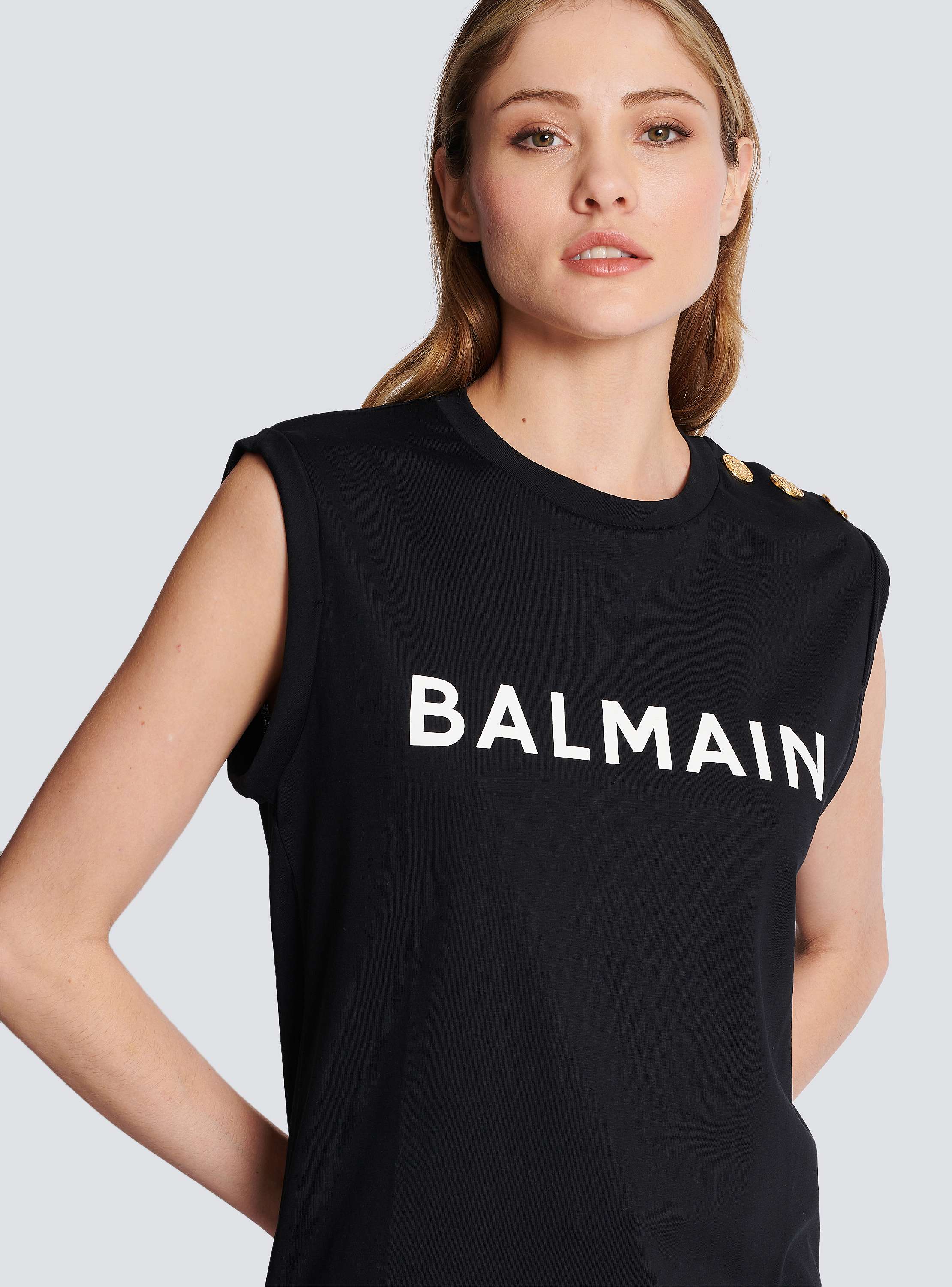 Eco-responsible cotton T-shirt with Balmain logo print
