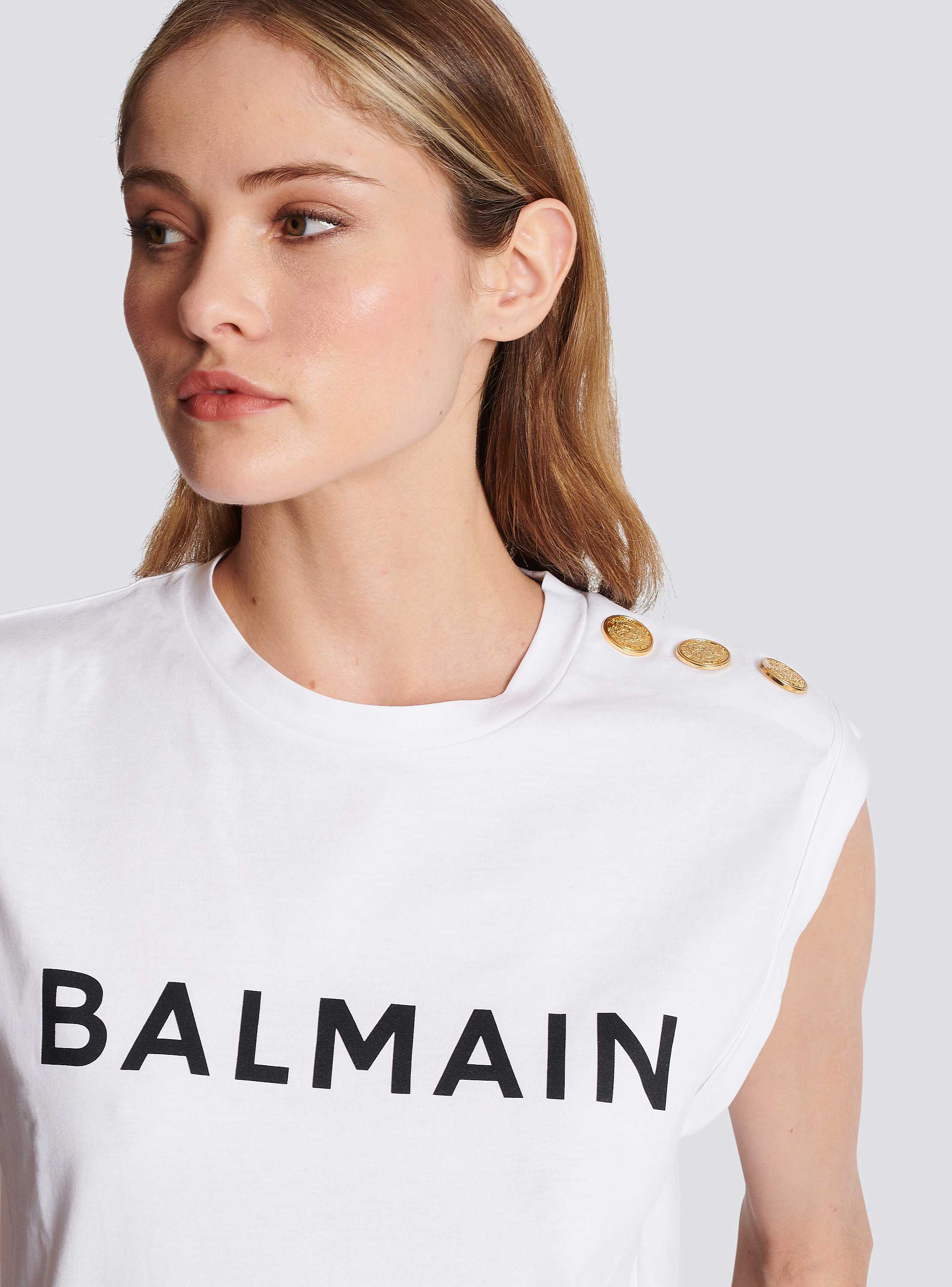 Eco-responsible cotton T-shirt with Balmain logo print