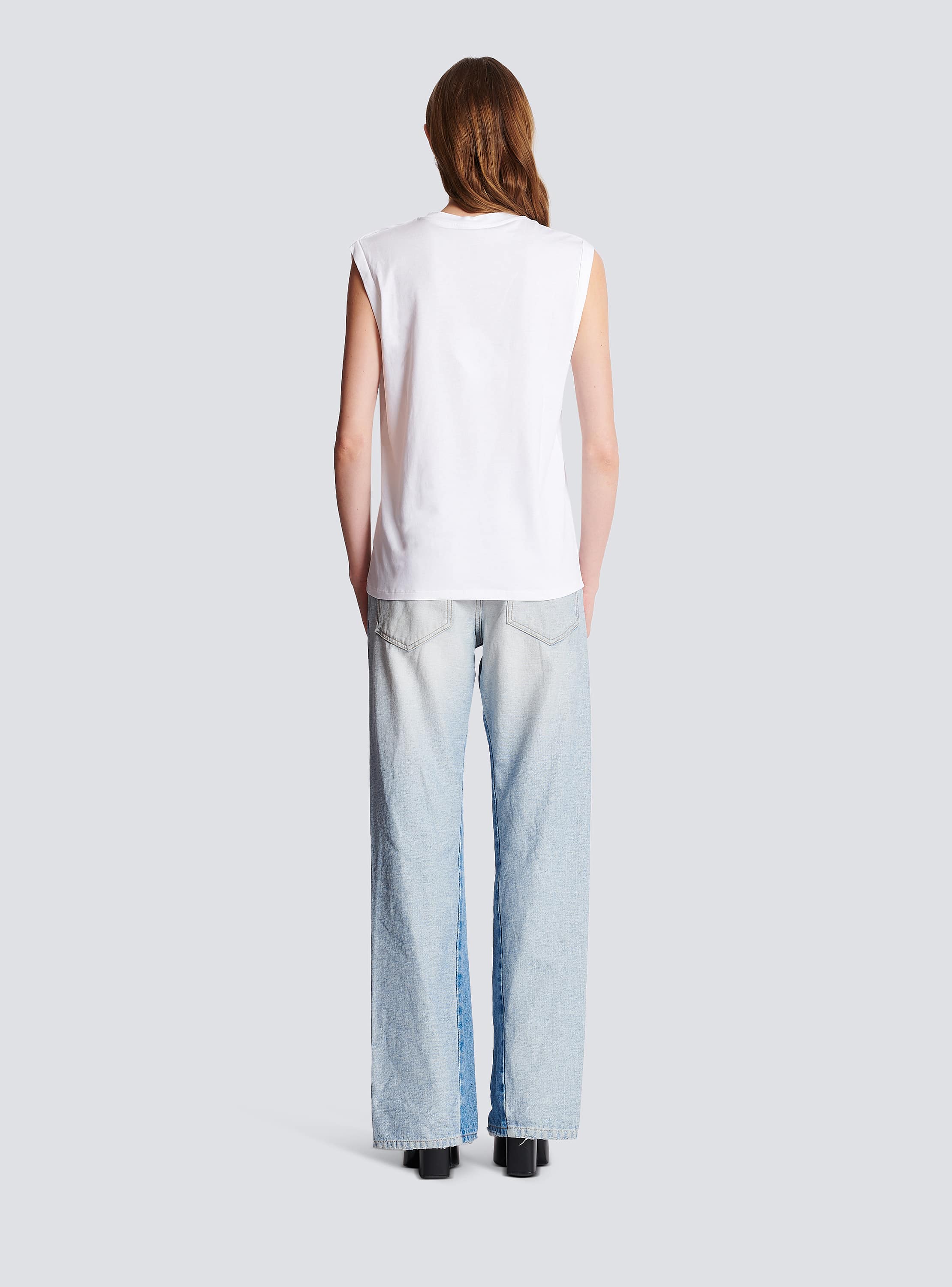 Eco-responsible cotton T-shirt with Balmain logo print