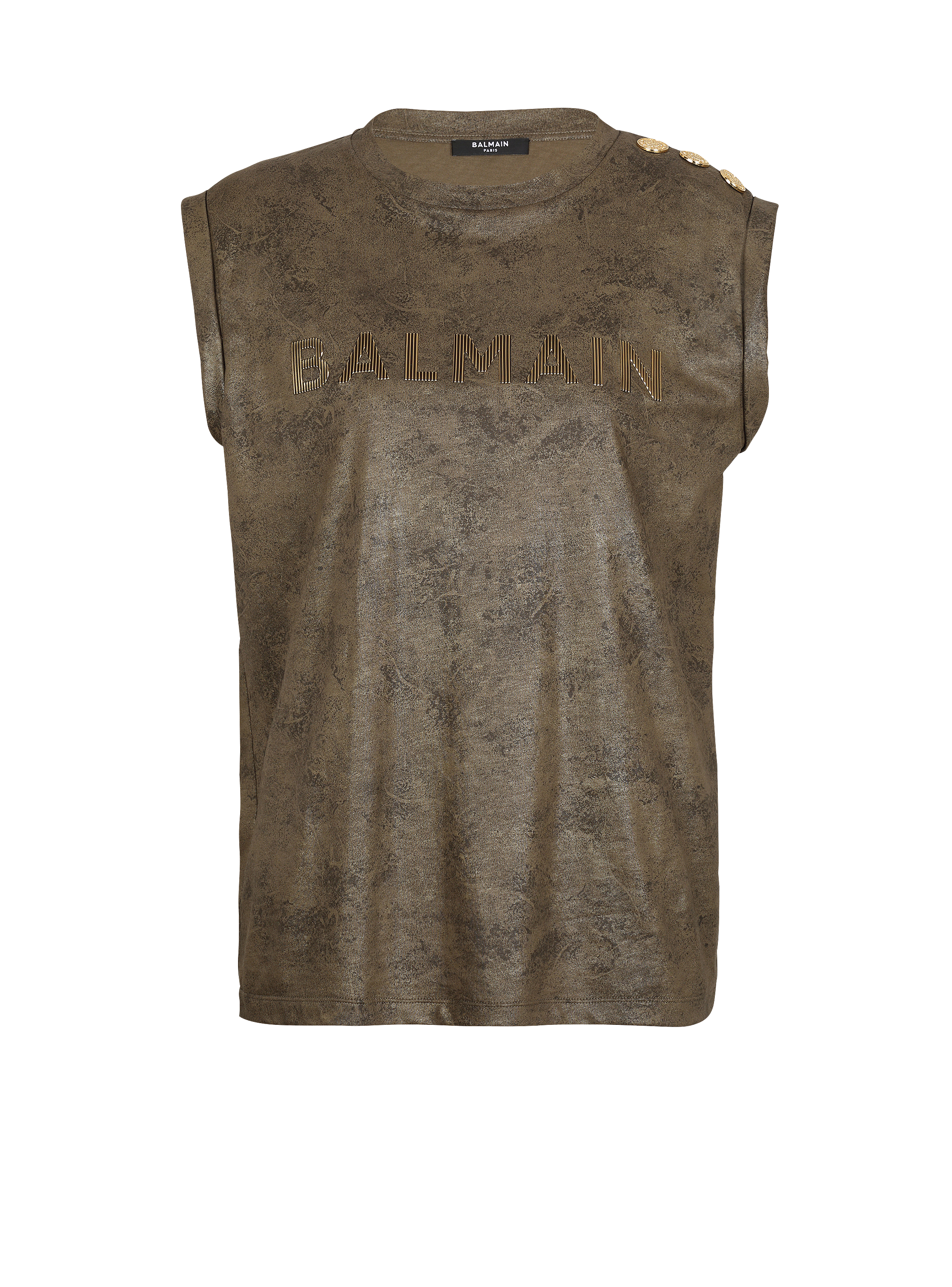 Eco-responsible cotton T-shirt with Balmain logo print