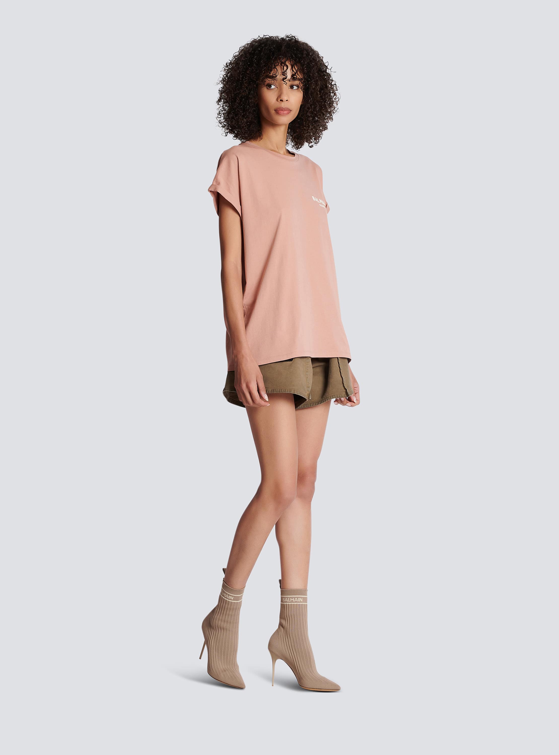 Eco-responsible cotton T-shirt with Balmain logo print
