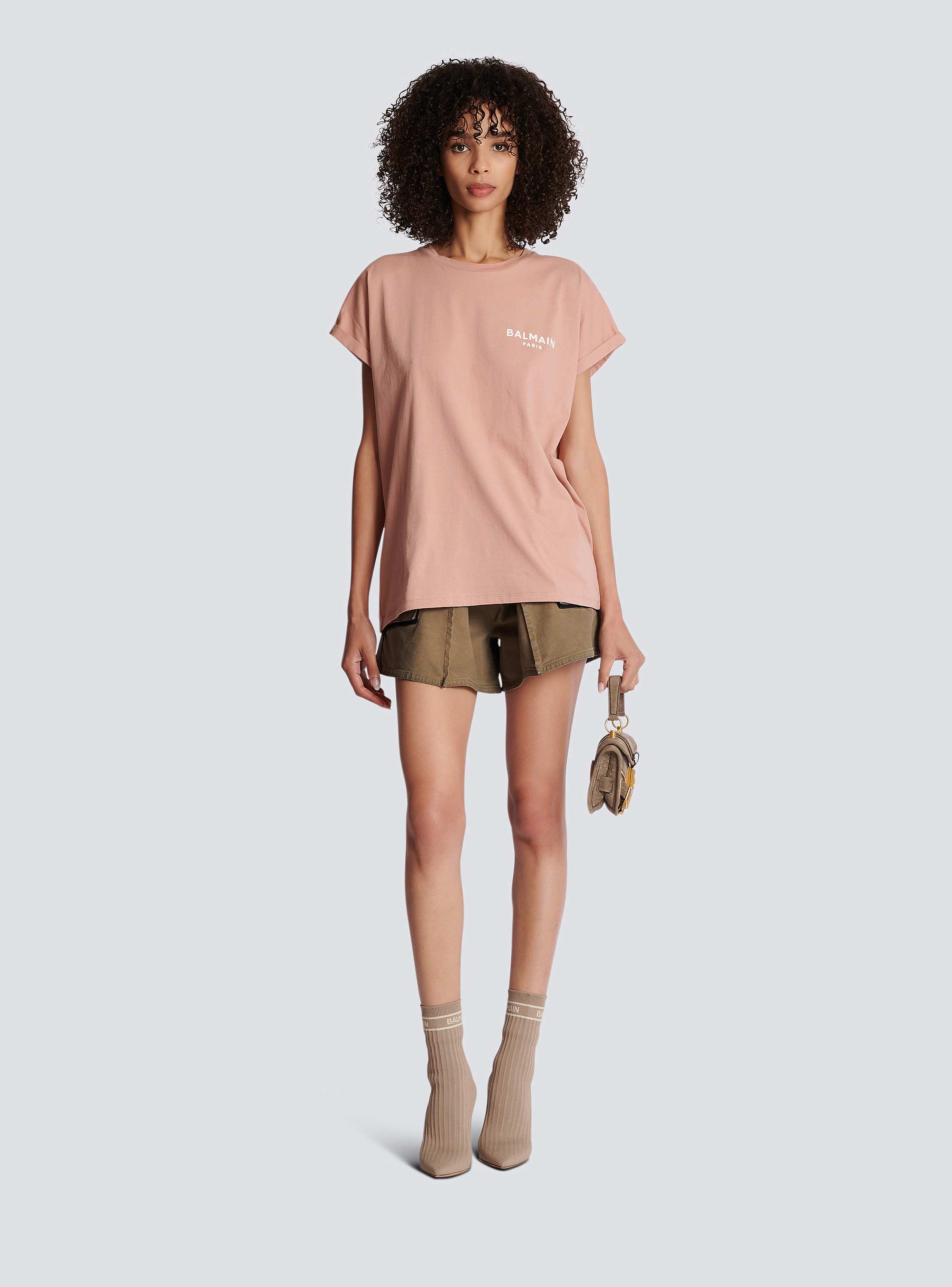 Eco-responsible cotton T-shirt with Balmain logo print