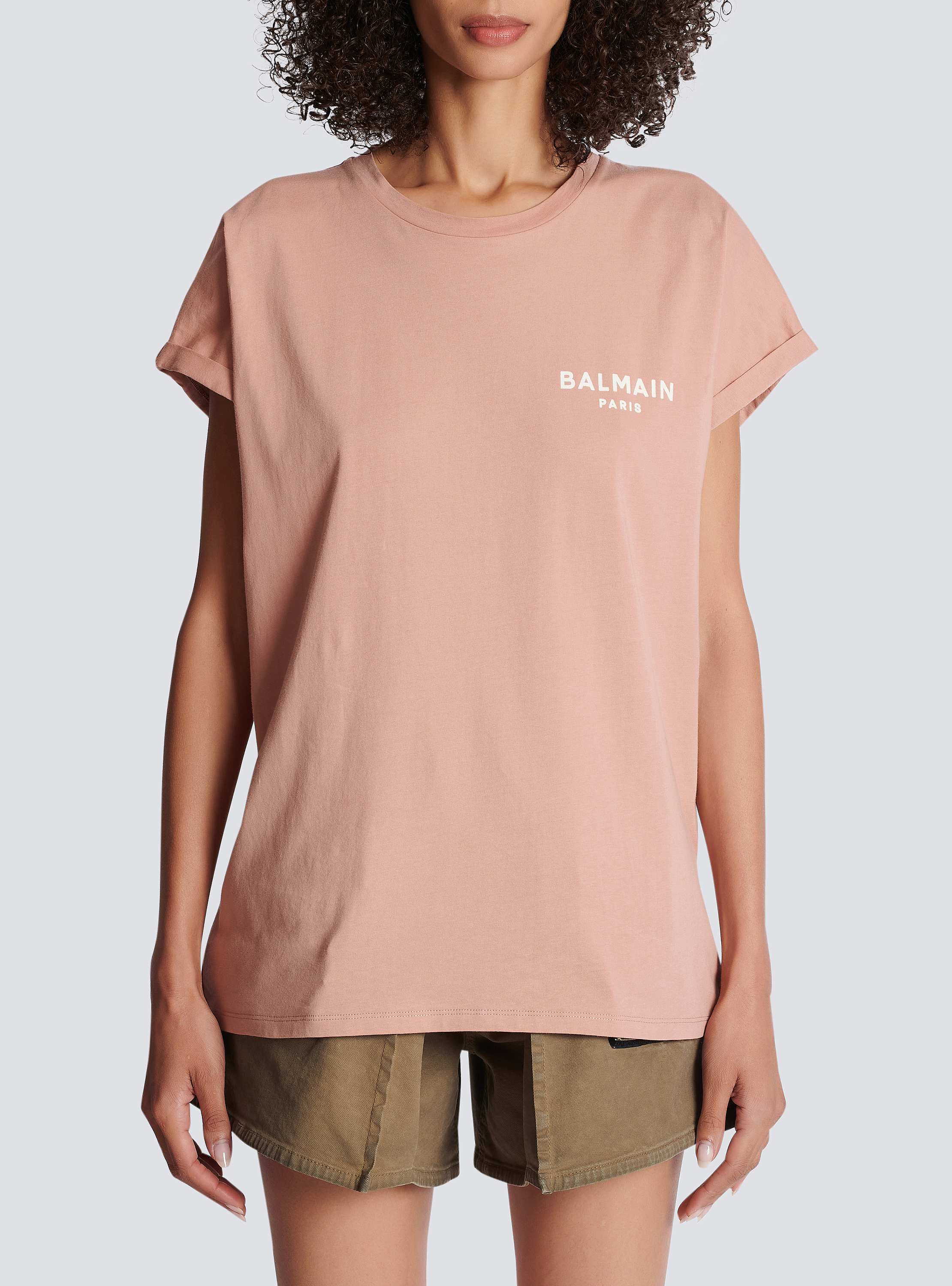 Eco-responsible cotton T-shirt with Balmain logo print