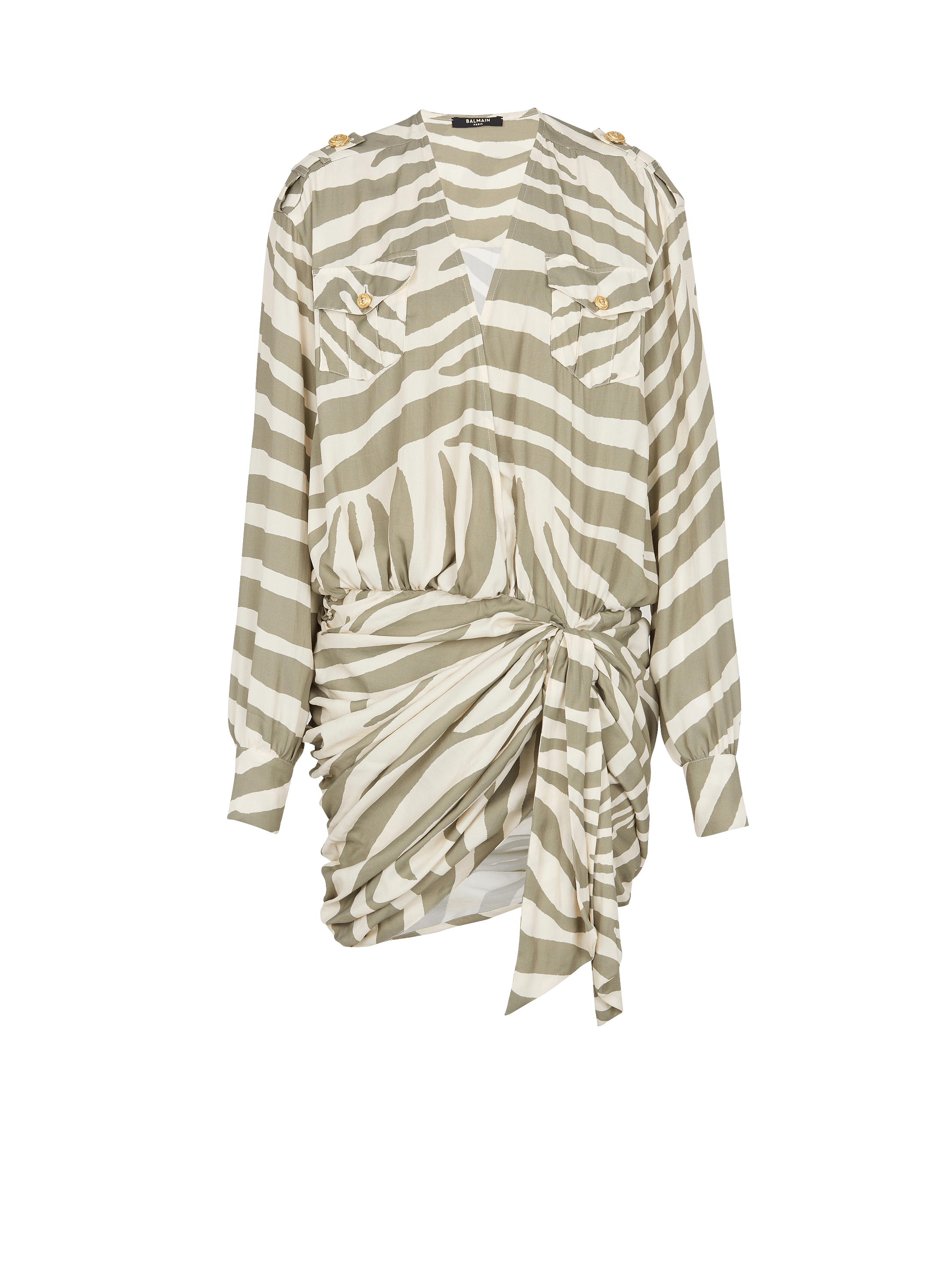 Draped zebra print dress