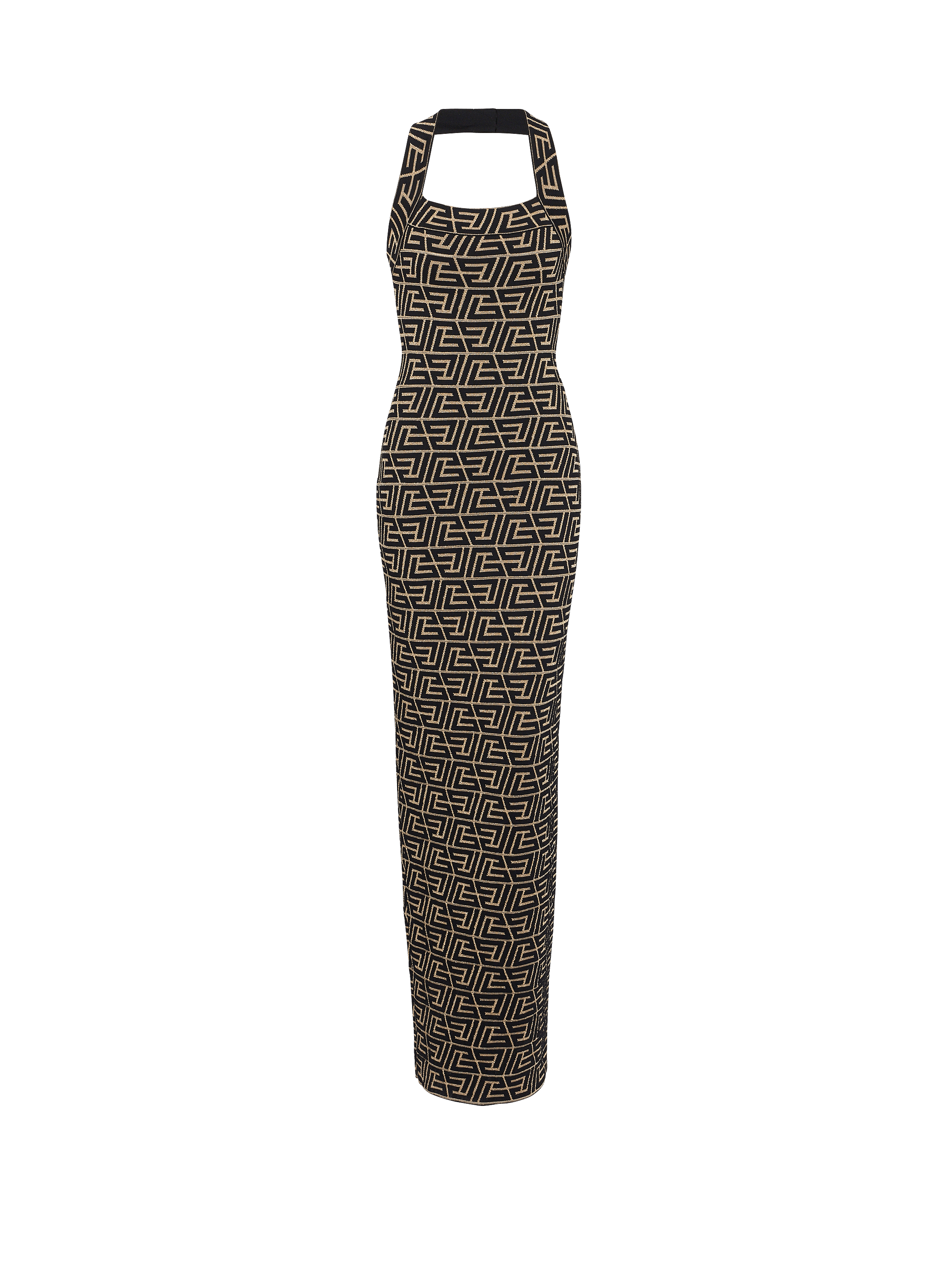 Monogrammed backless knit dress