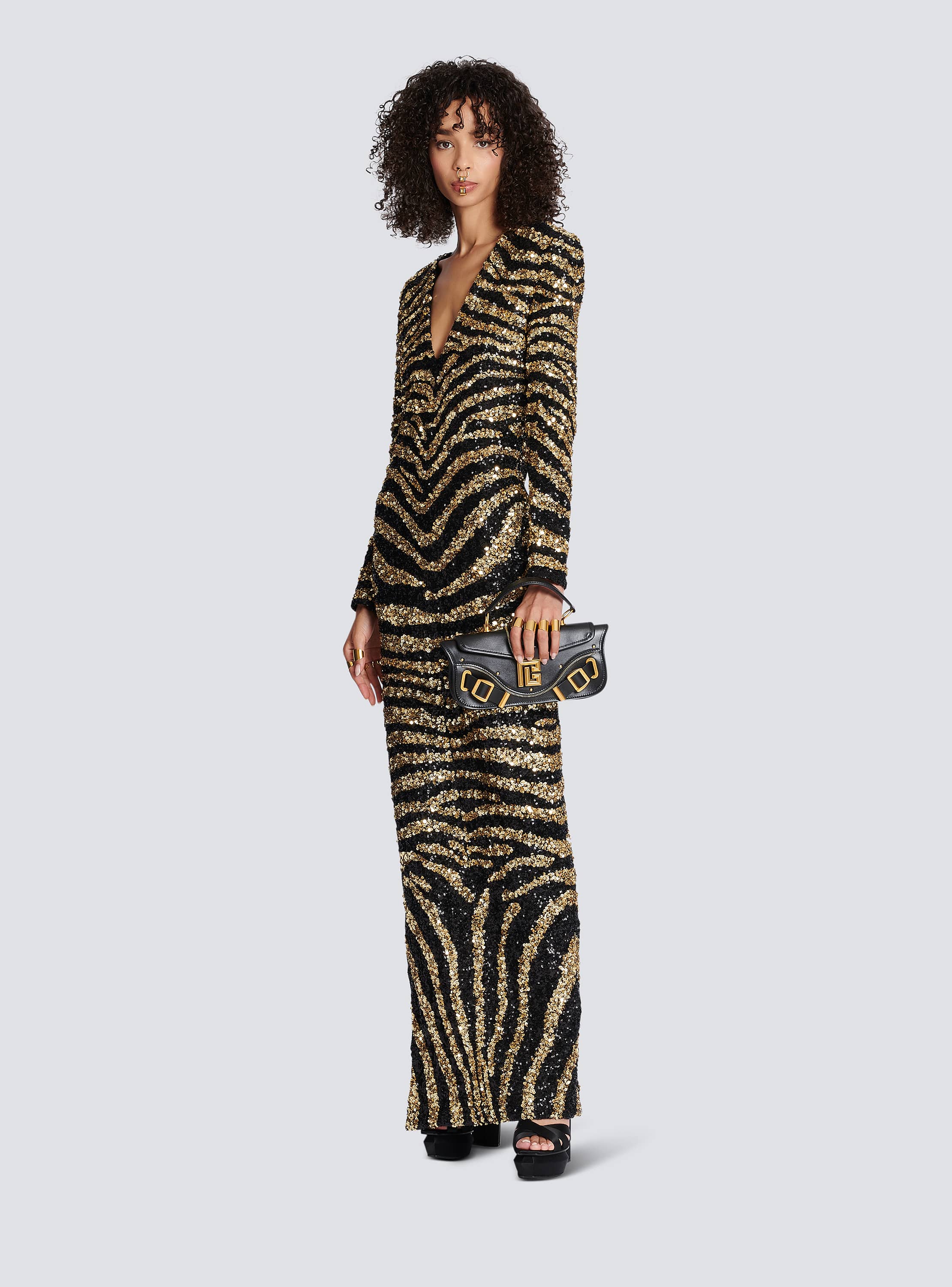 Embroidered zebra long dress