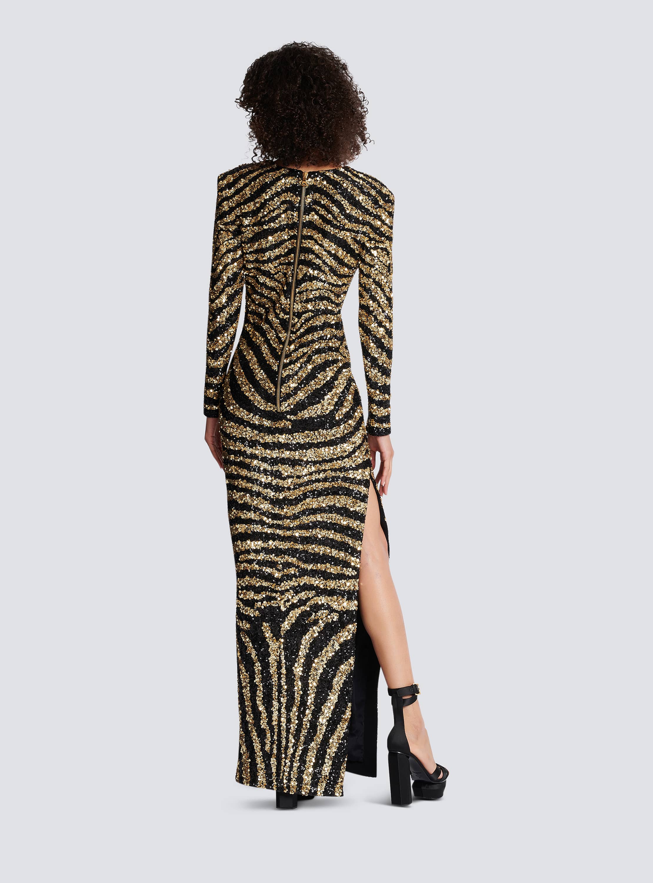 Embroidered zebra long dress