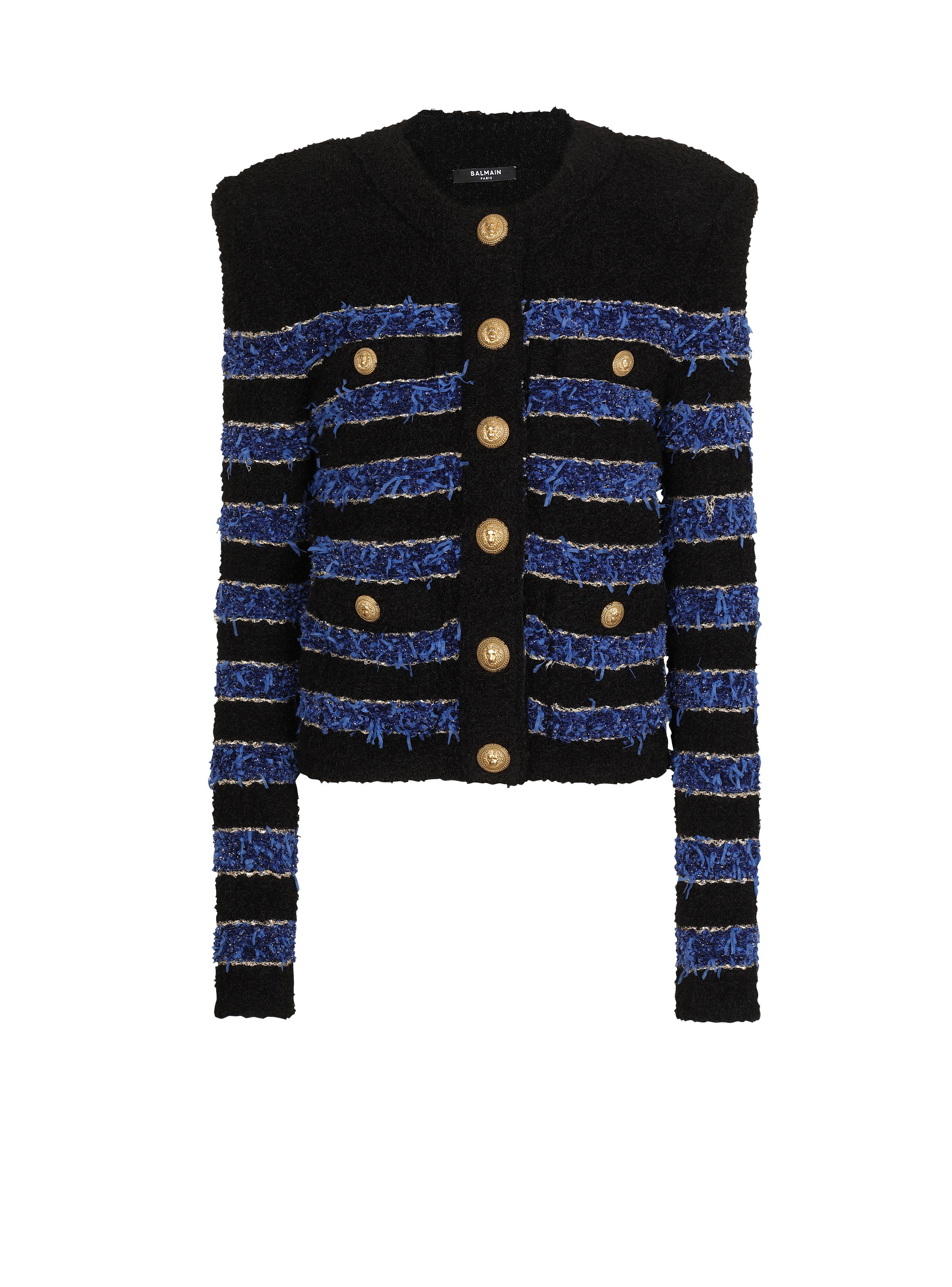 Gestreifte Metallic-Tweedjacke