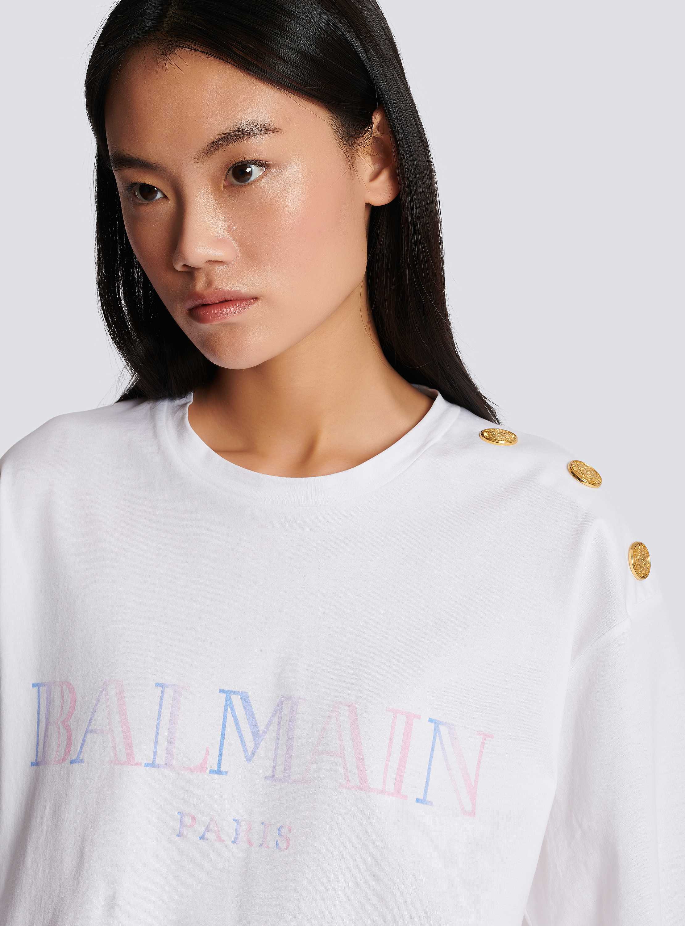 Gradient Balmain print cropped T-shirt