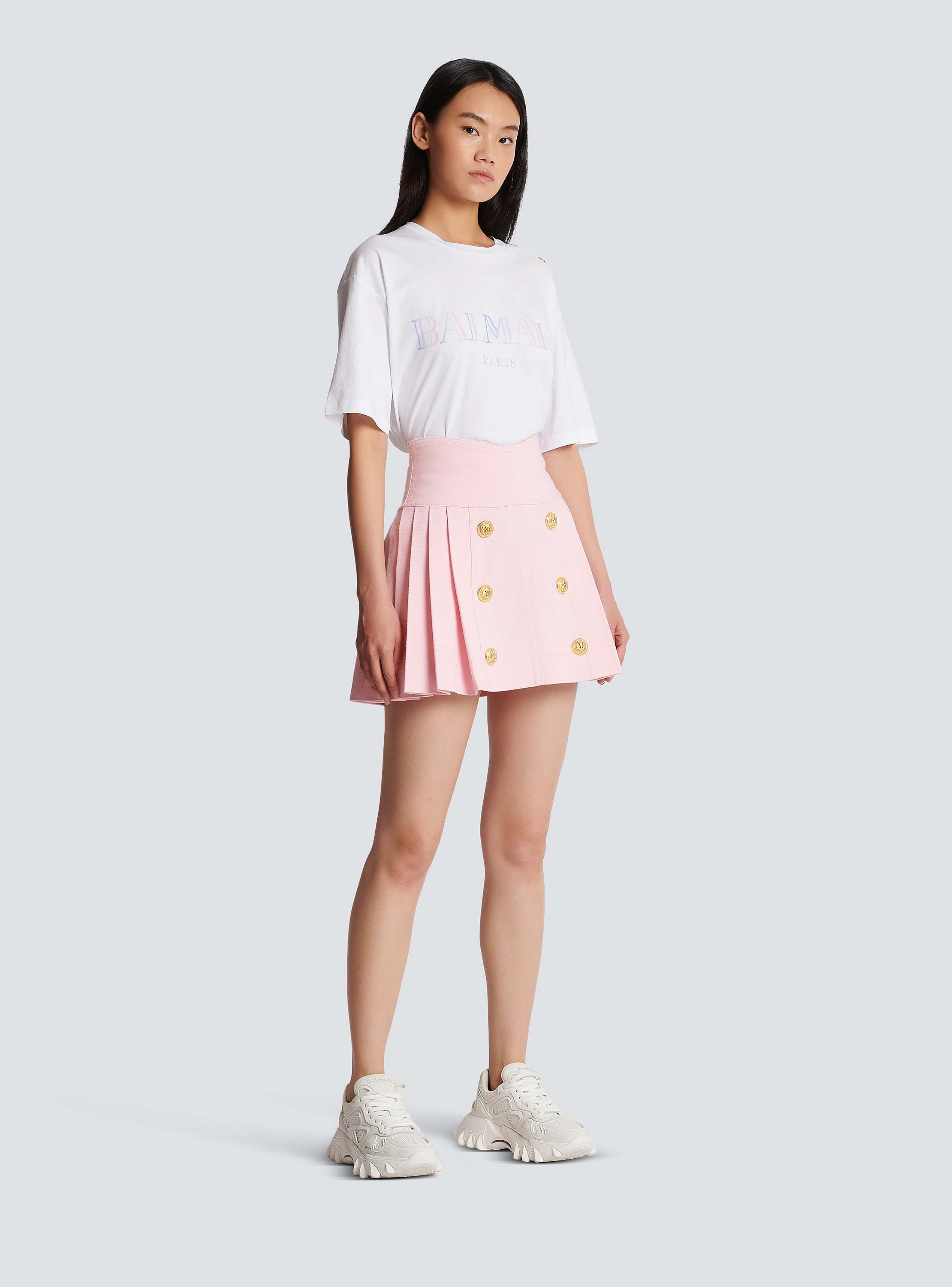 Pleated denim skirt