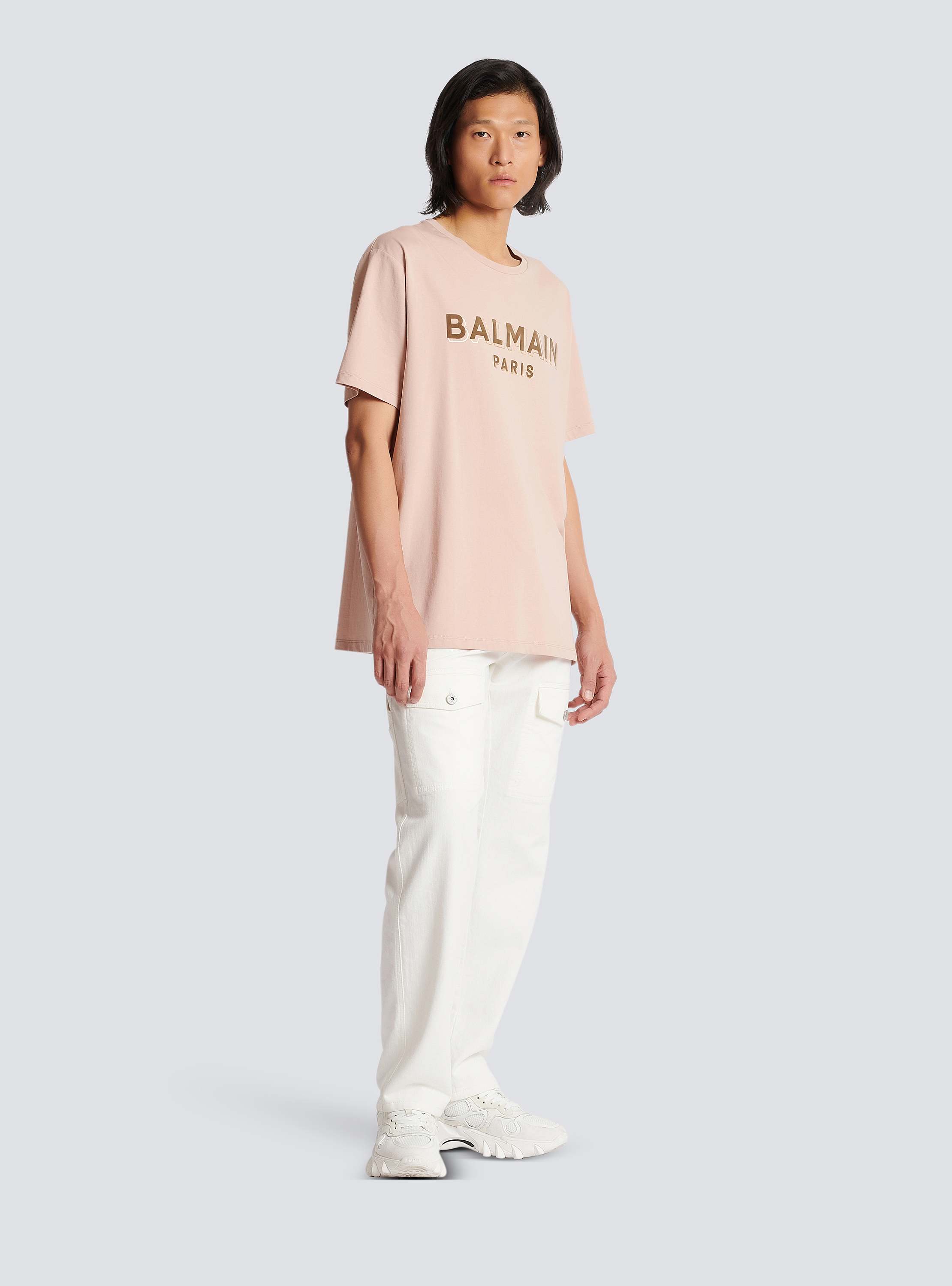 Oversized flocked Balmain logo T-shirt