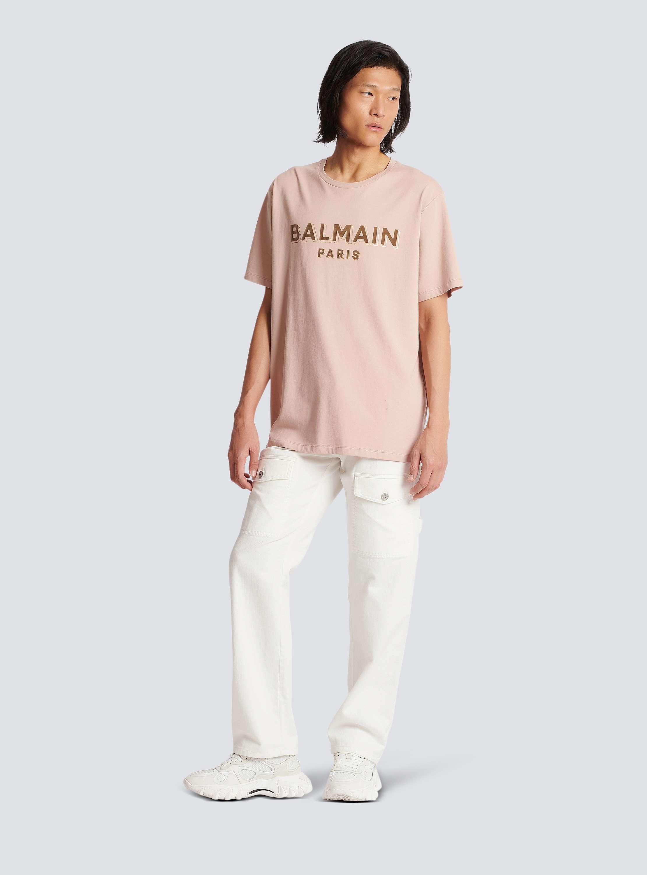 Oversized flocked Balmain logo T-shirt