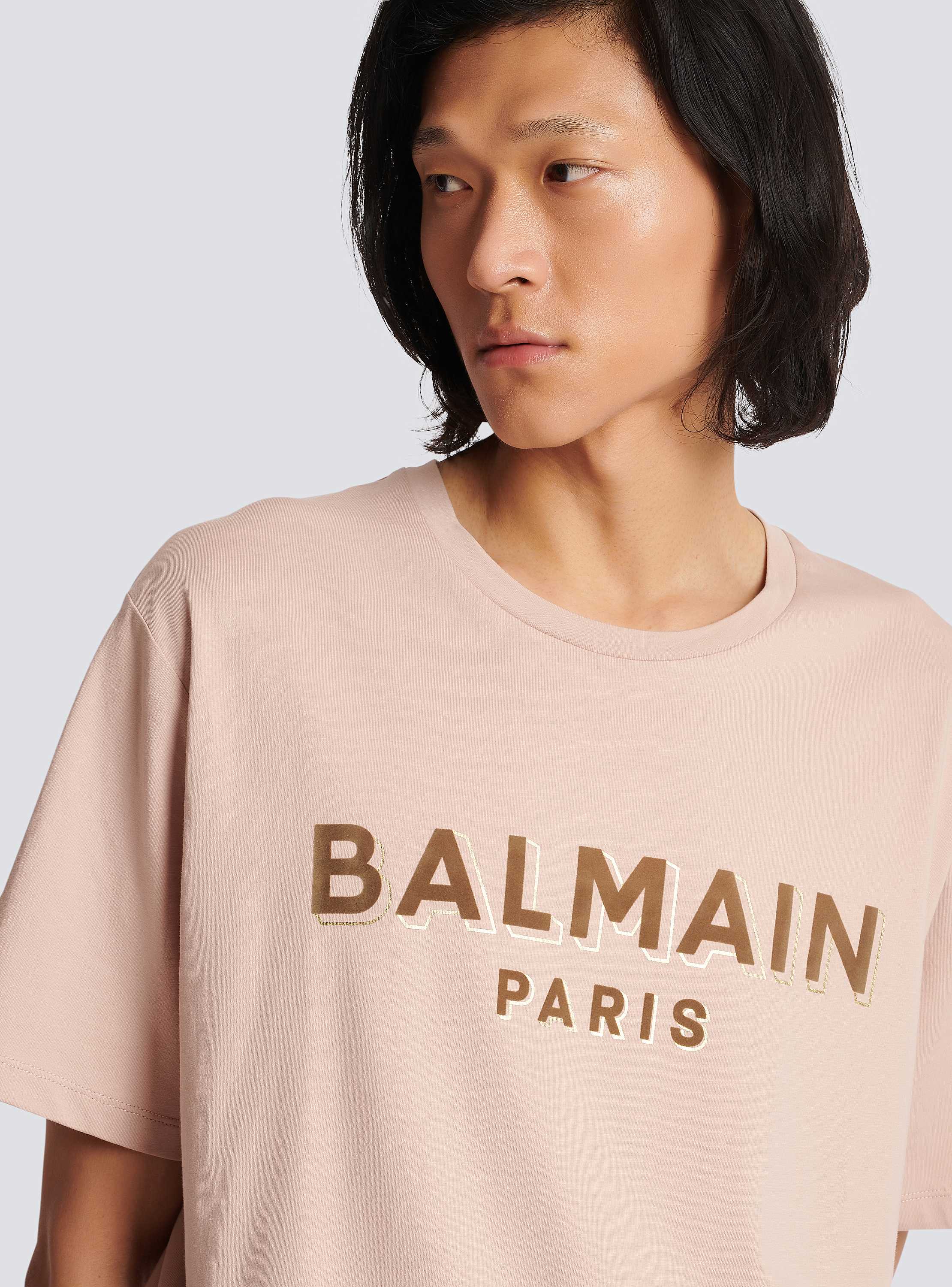 Oversized flocked Balmain logo T-shirt