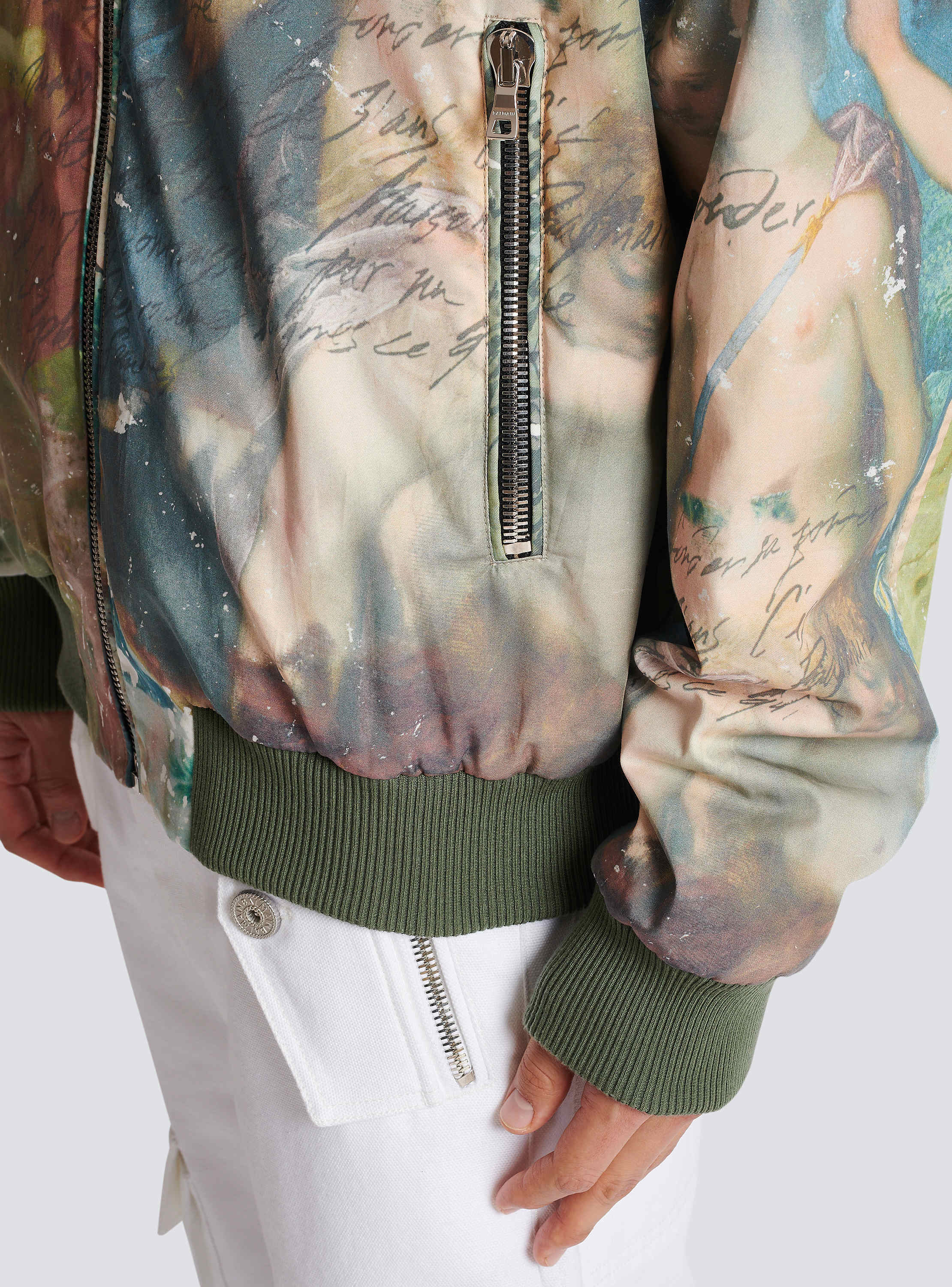 Sky print reversible bomber jacket
