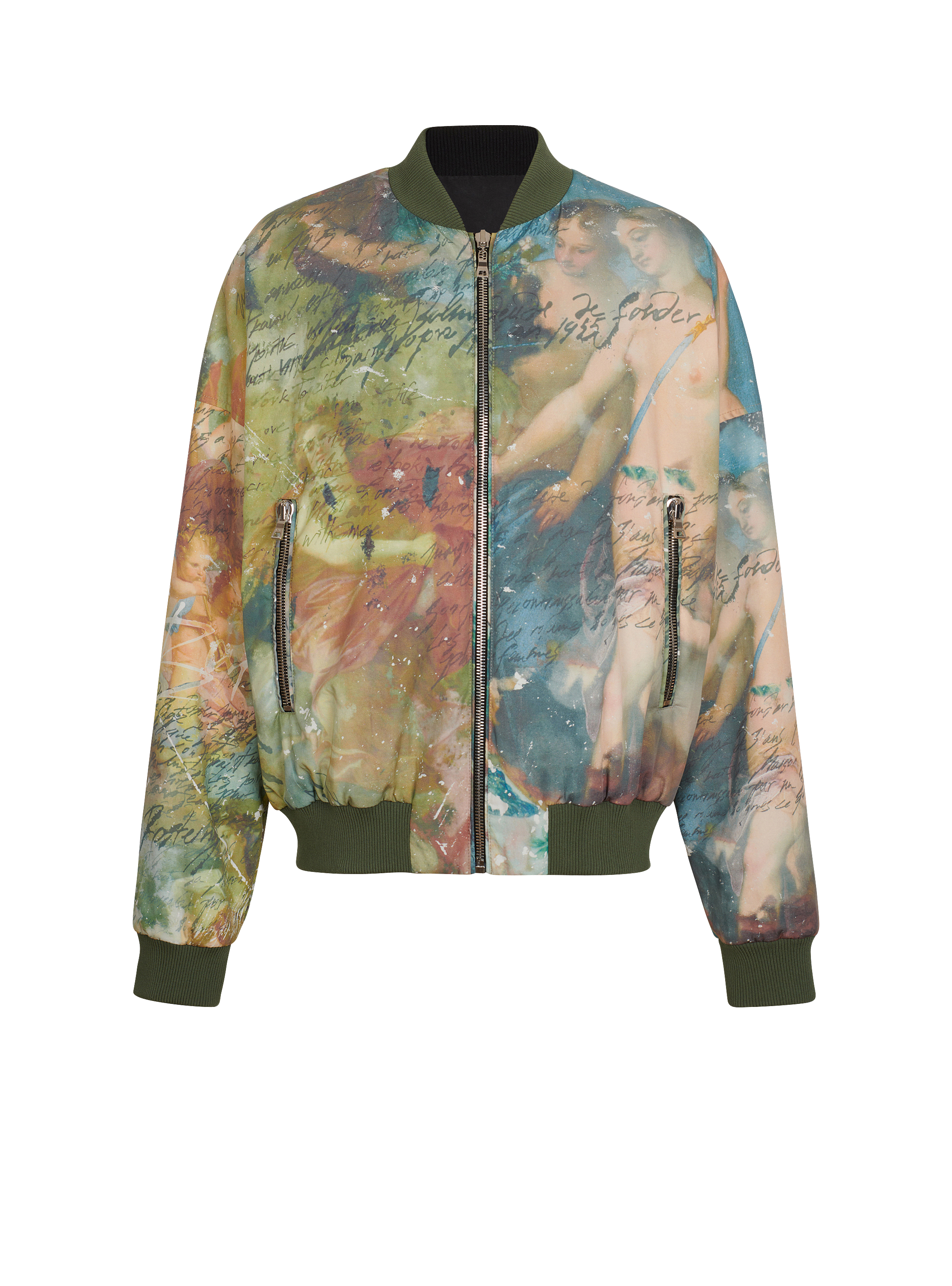 Sky print reversible bomber jacket