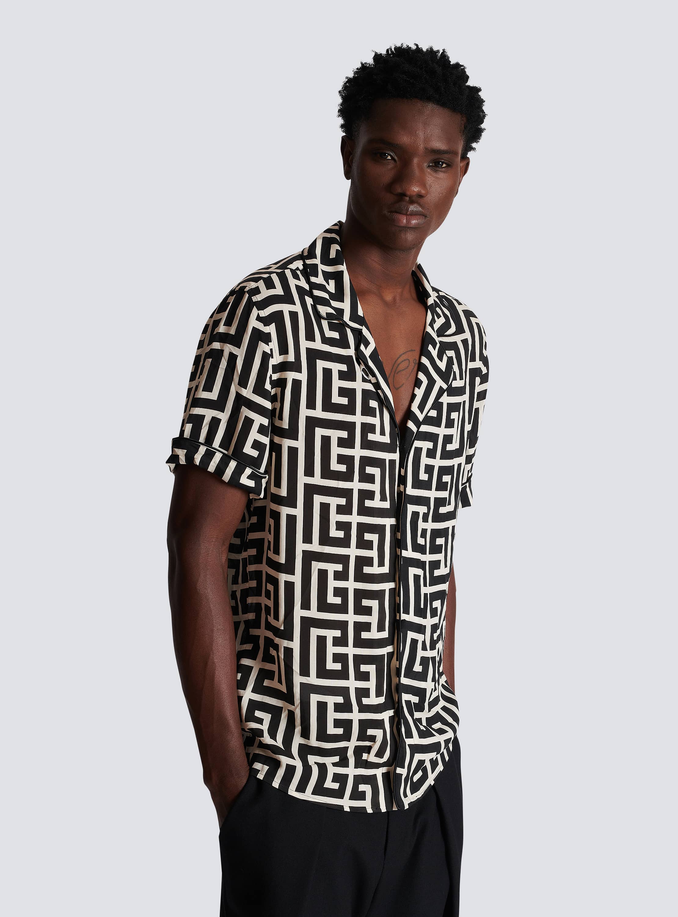 Maxi shirt with monogram print