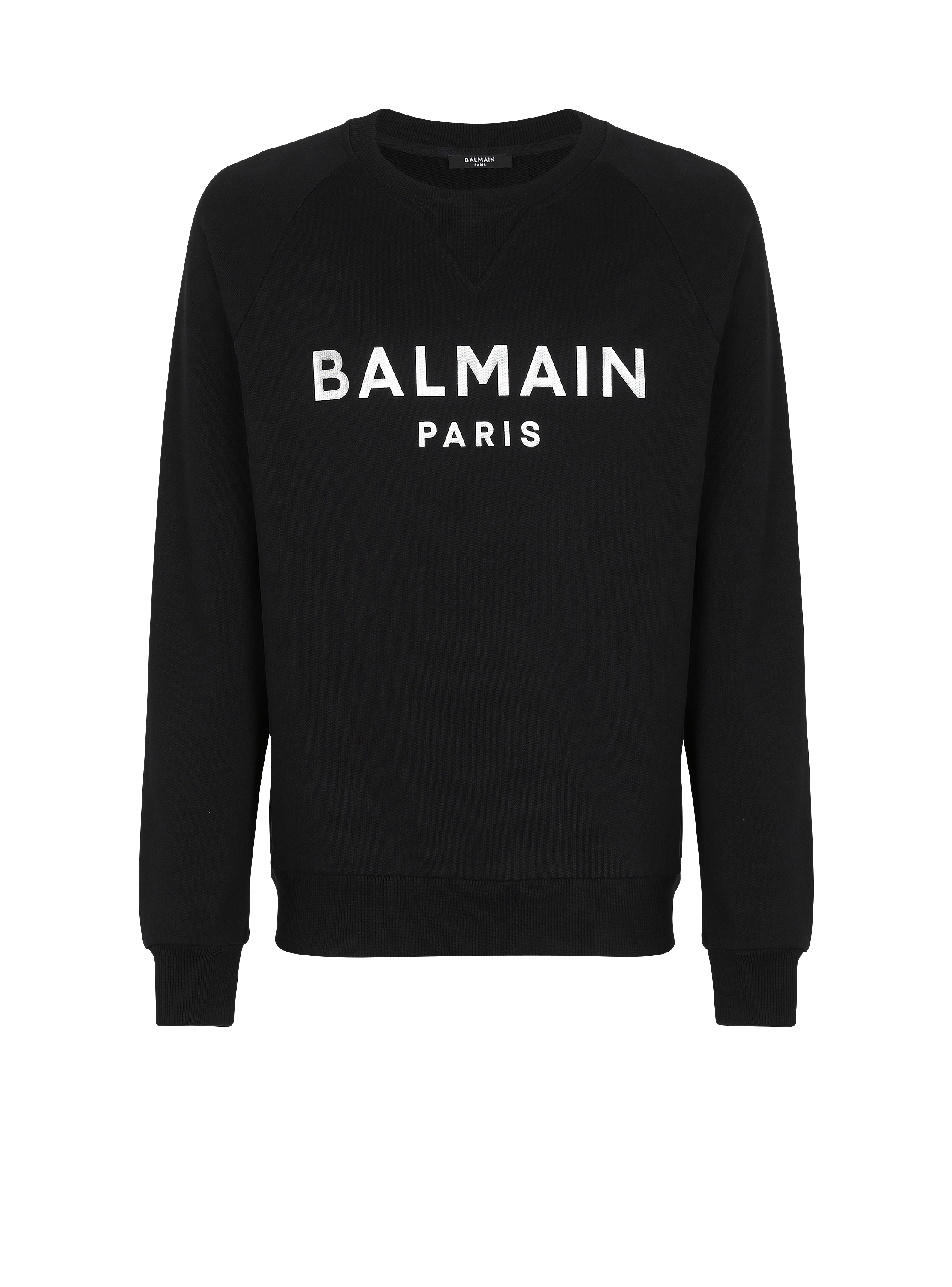 Sweatshirt in eco-responsible cotton with Balmain metallic logo print
