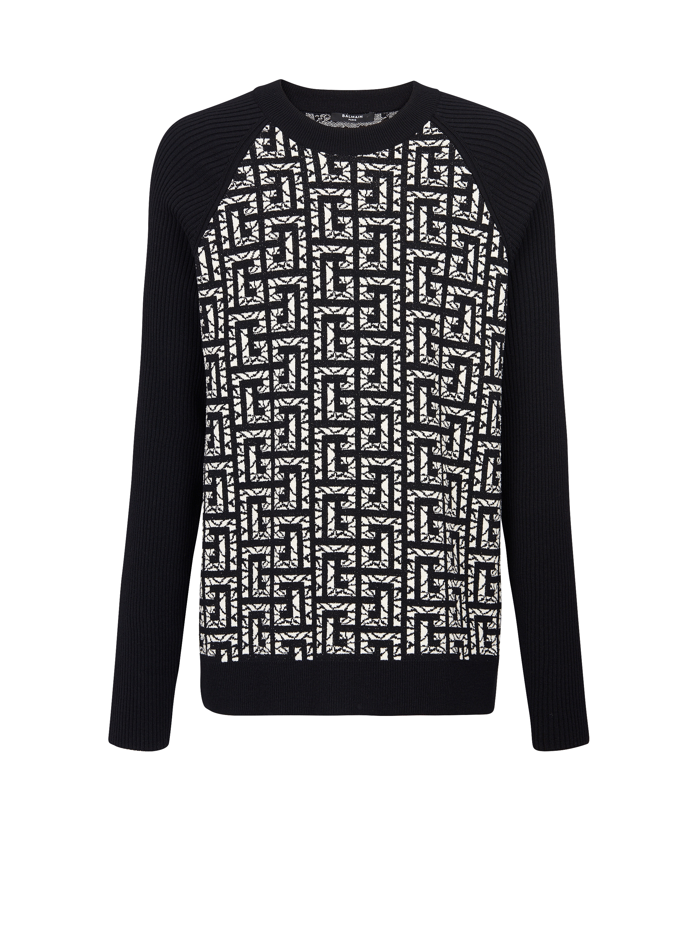 Wool jumper with marbled monogram