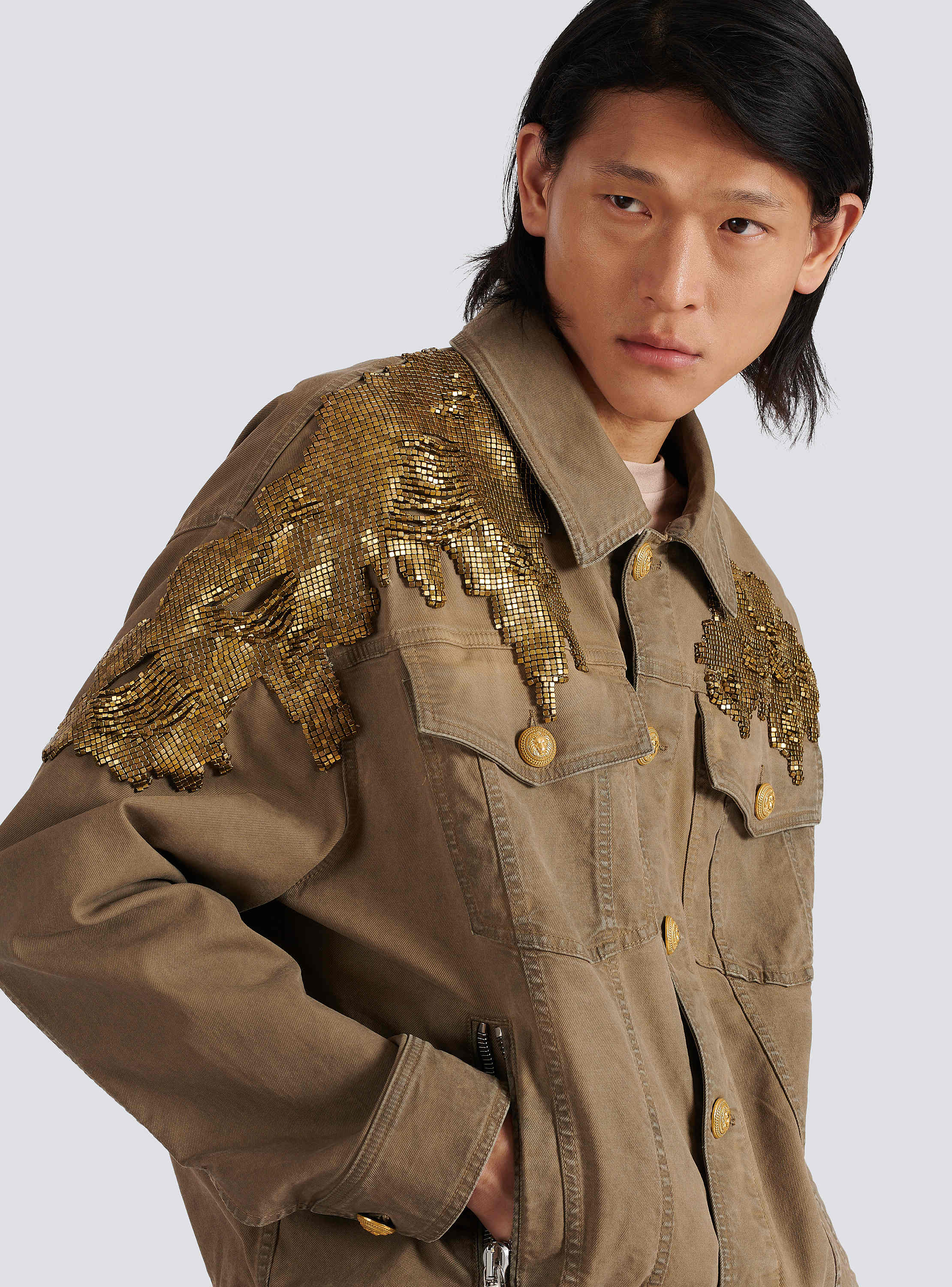 Embroidered denim jacket Men BALMAIN